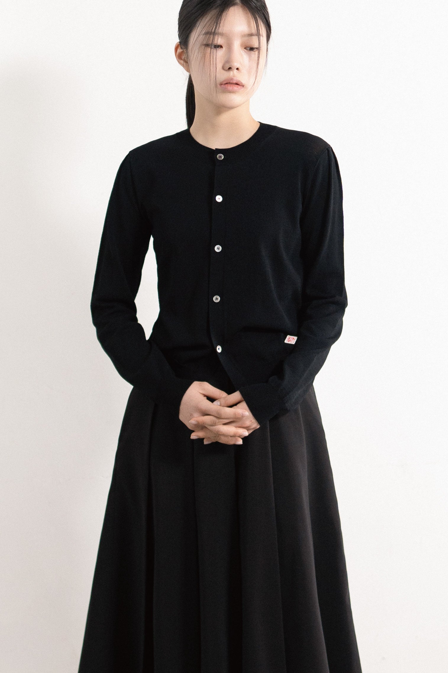 crew neck puff cardigan