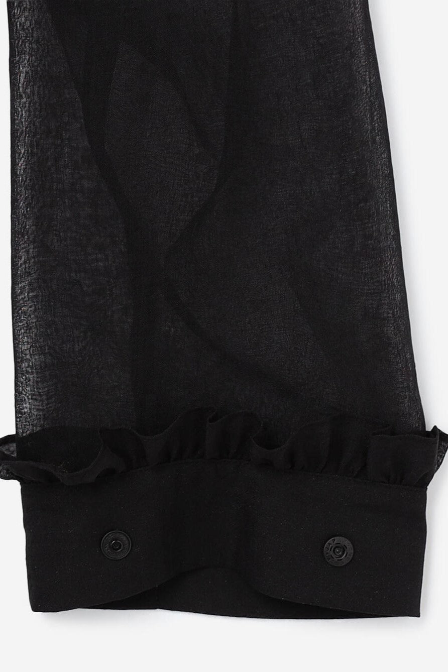 frill hooded organza coat