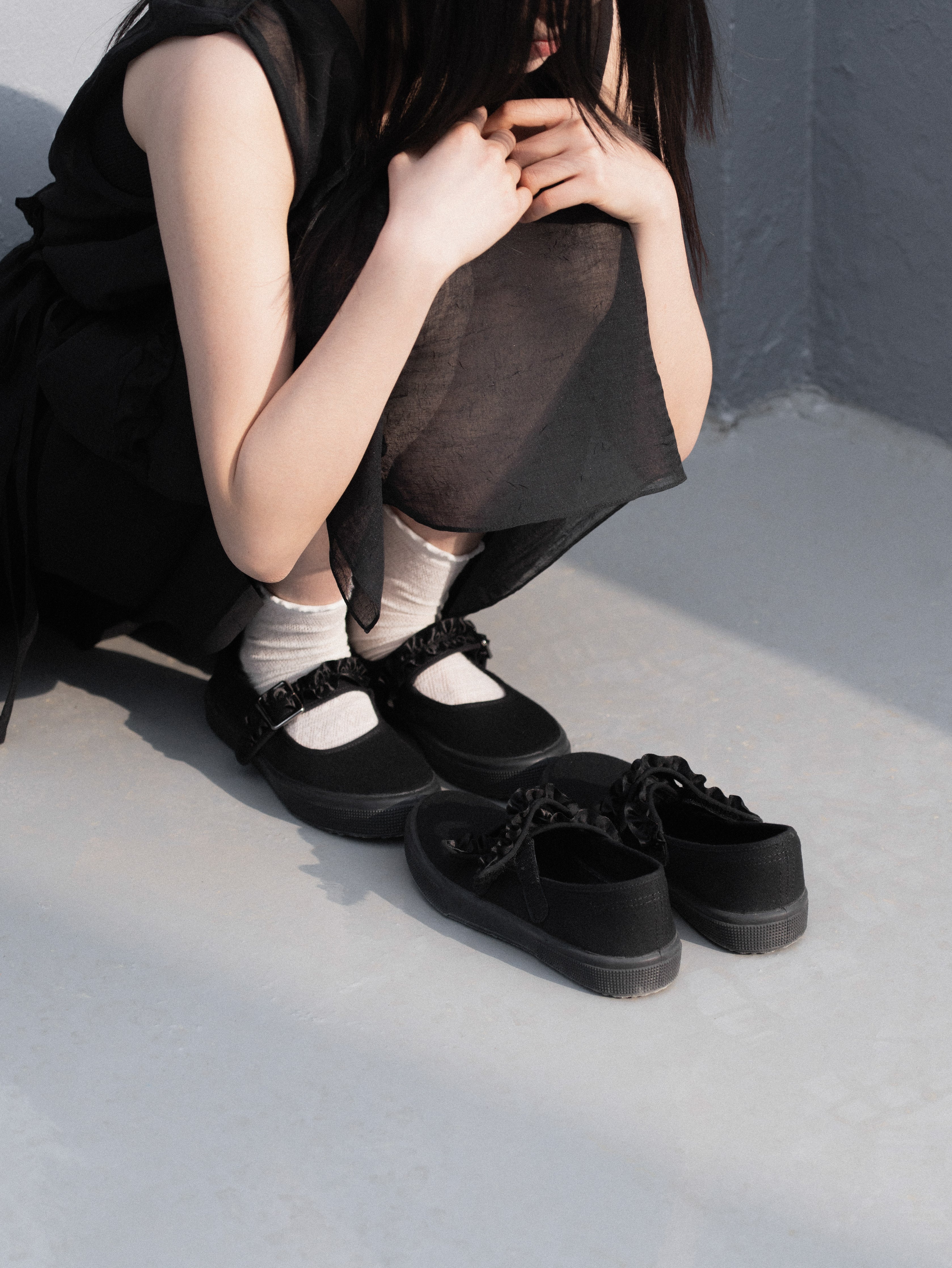Bow Frill Canvas Mary Jane