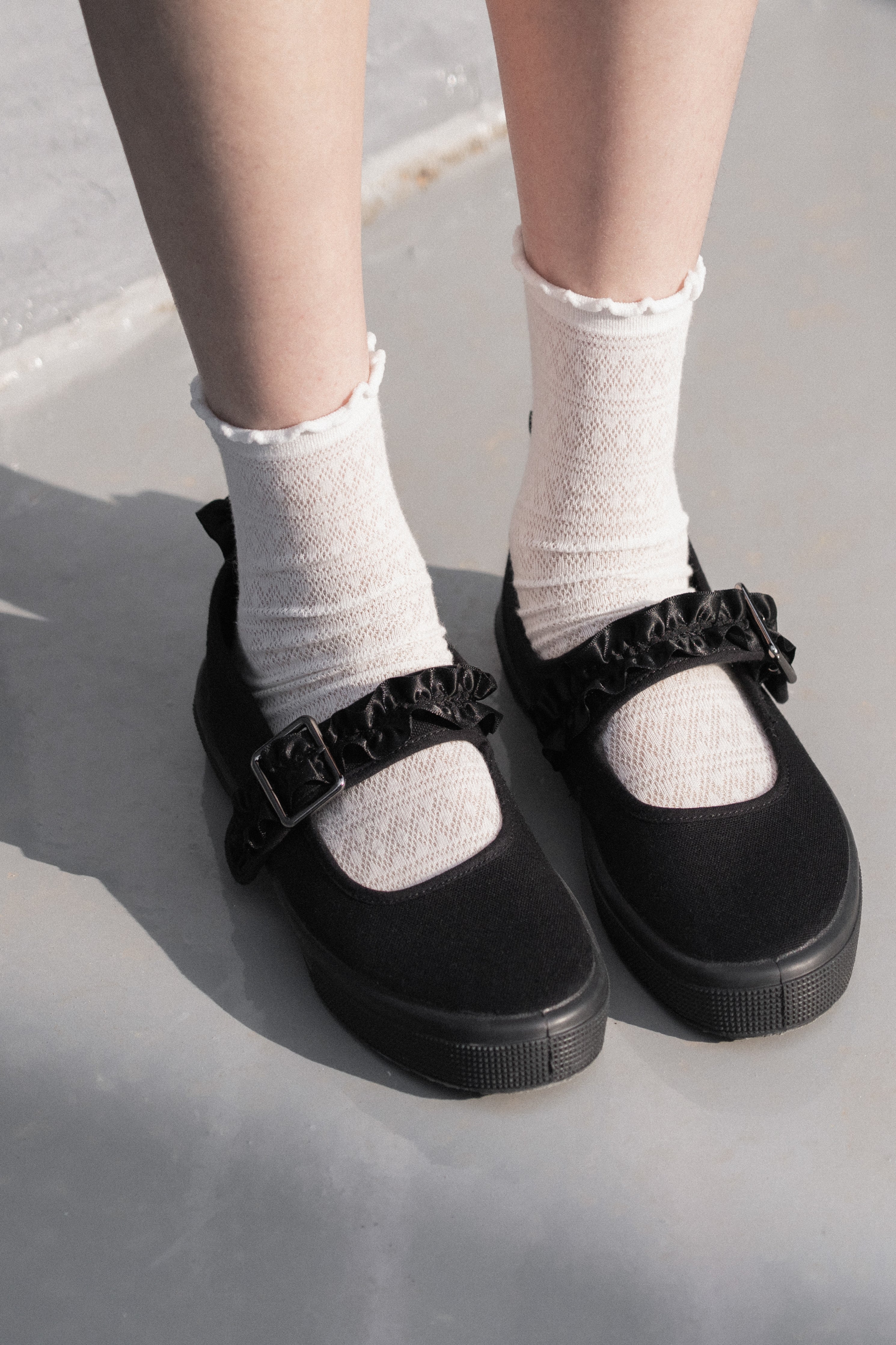 Frill Buckle Canvas Mary Jane