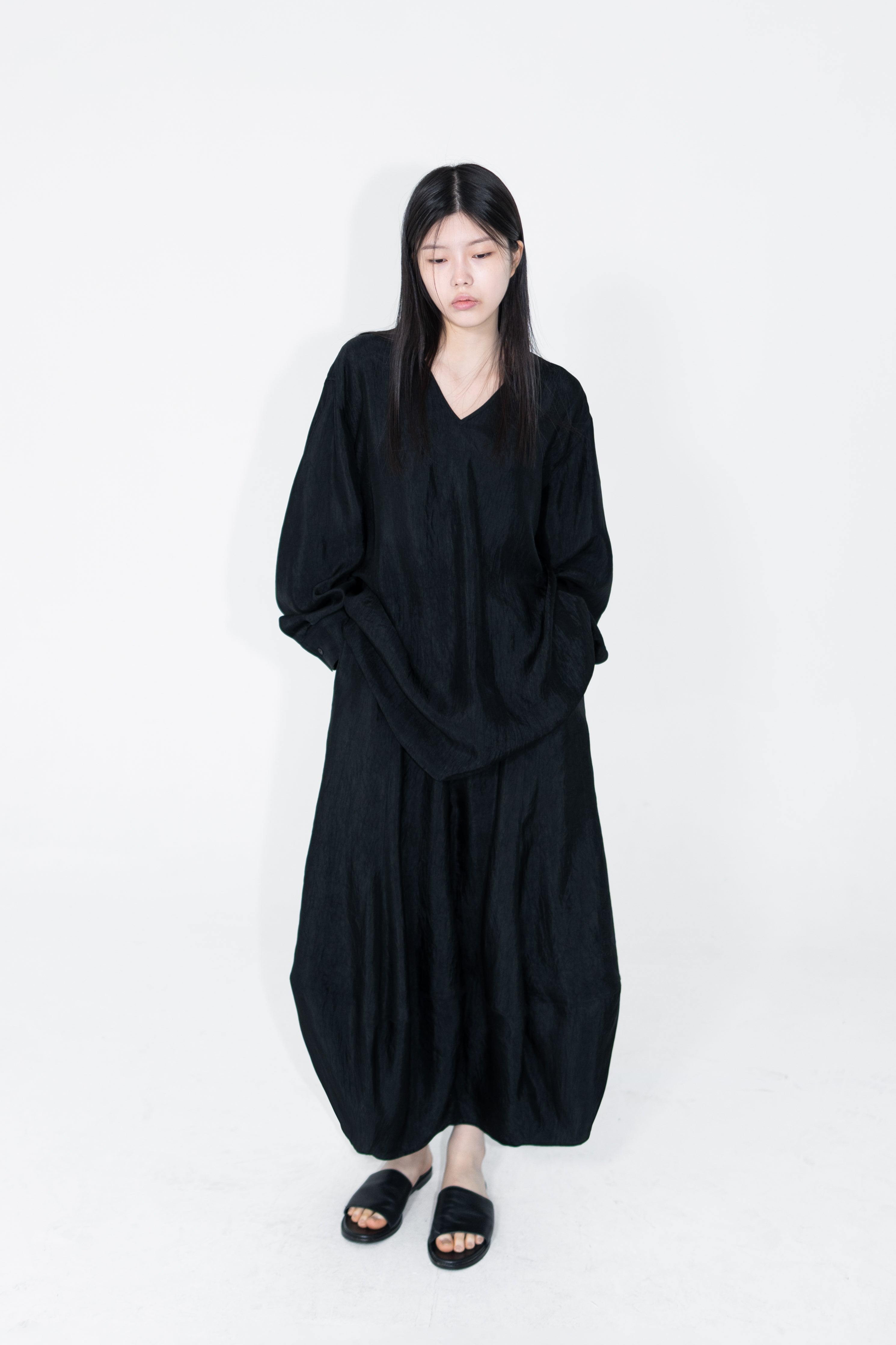 acetate leaf long skirt
