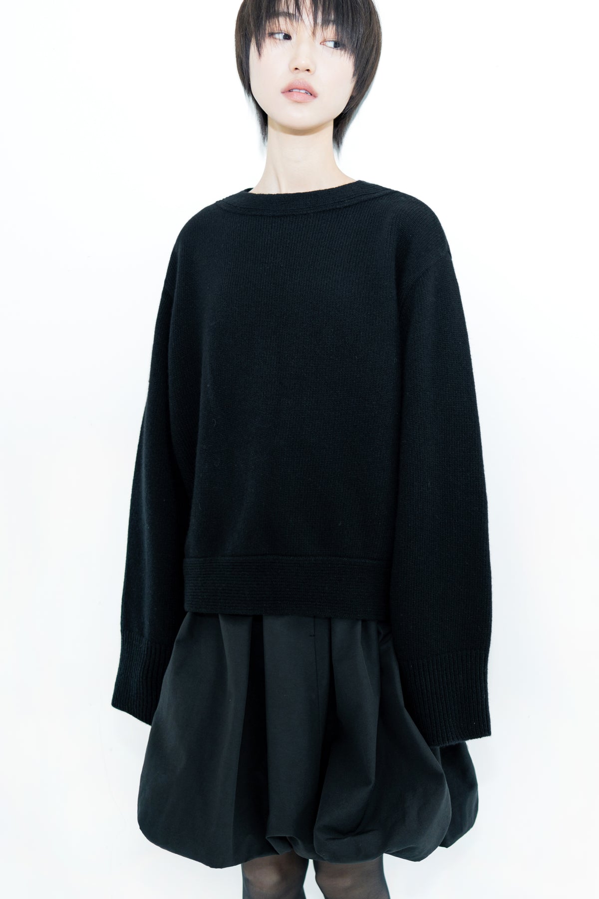 boat neck wool knit