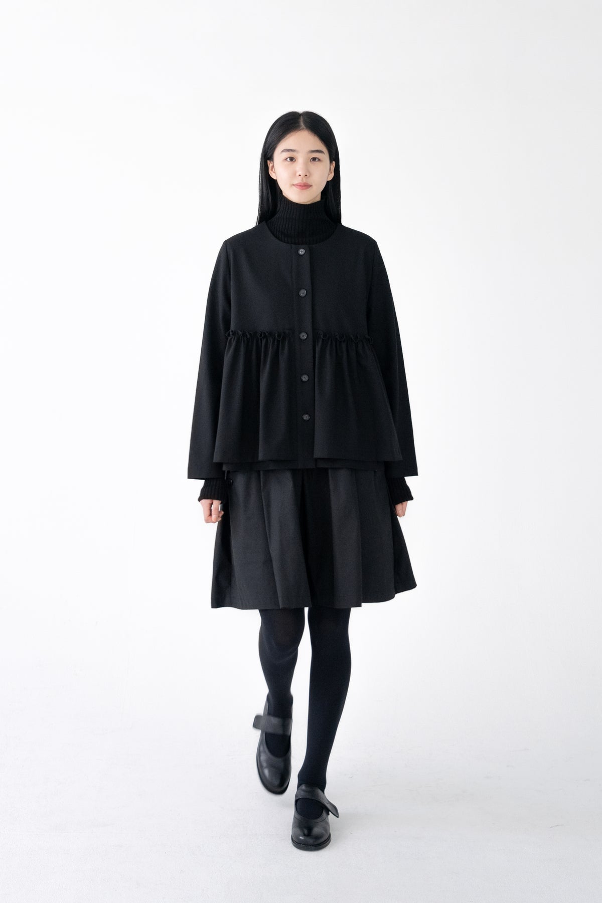 button layer frill jacket