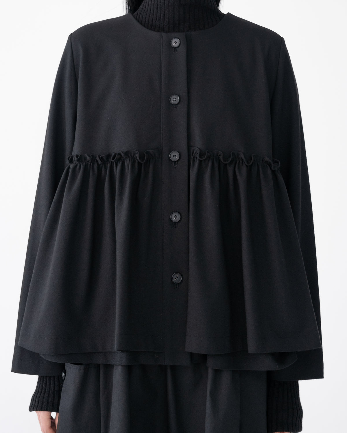 button layer frill jacket