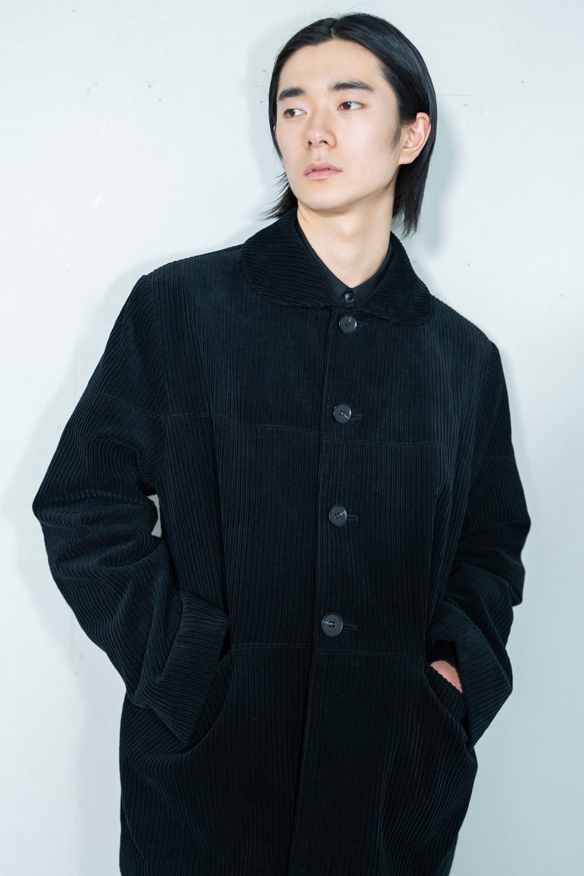 clam collar corduroy jacket