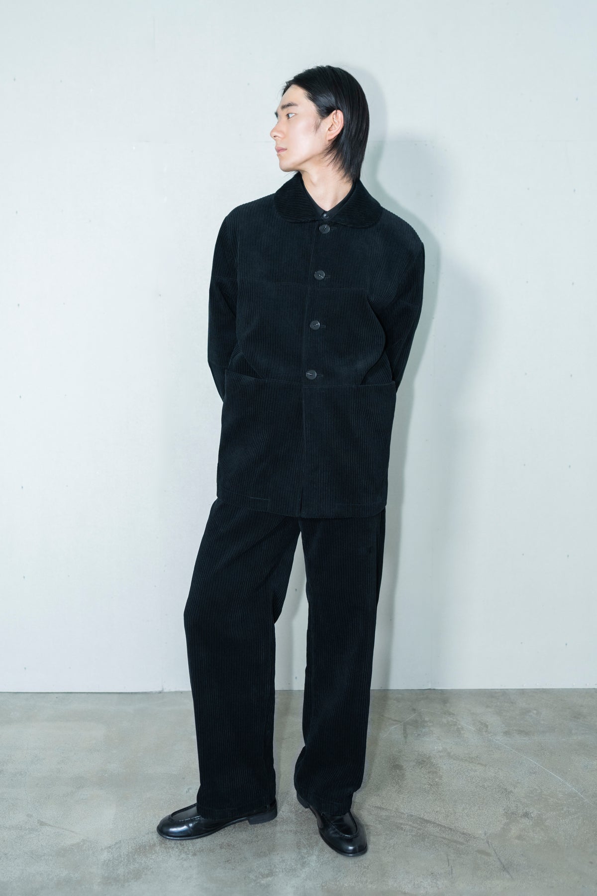 clam collar corduroy jacket