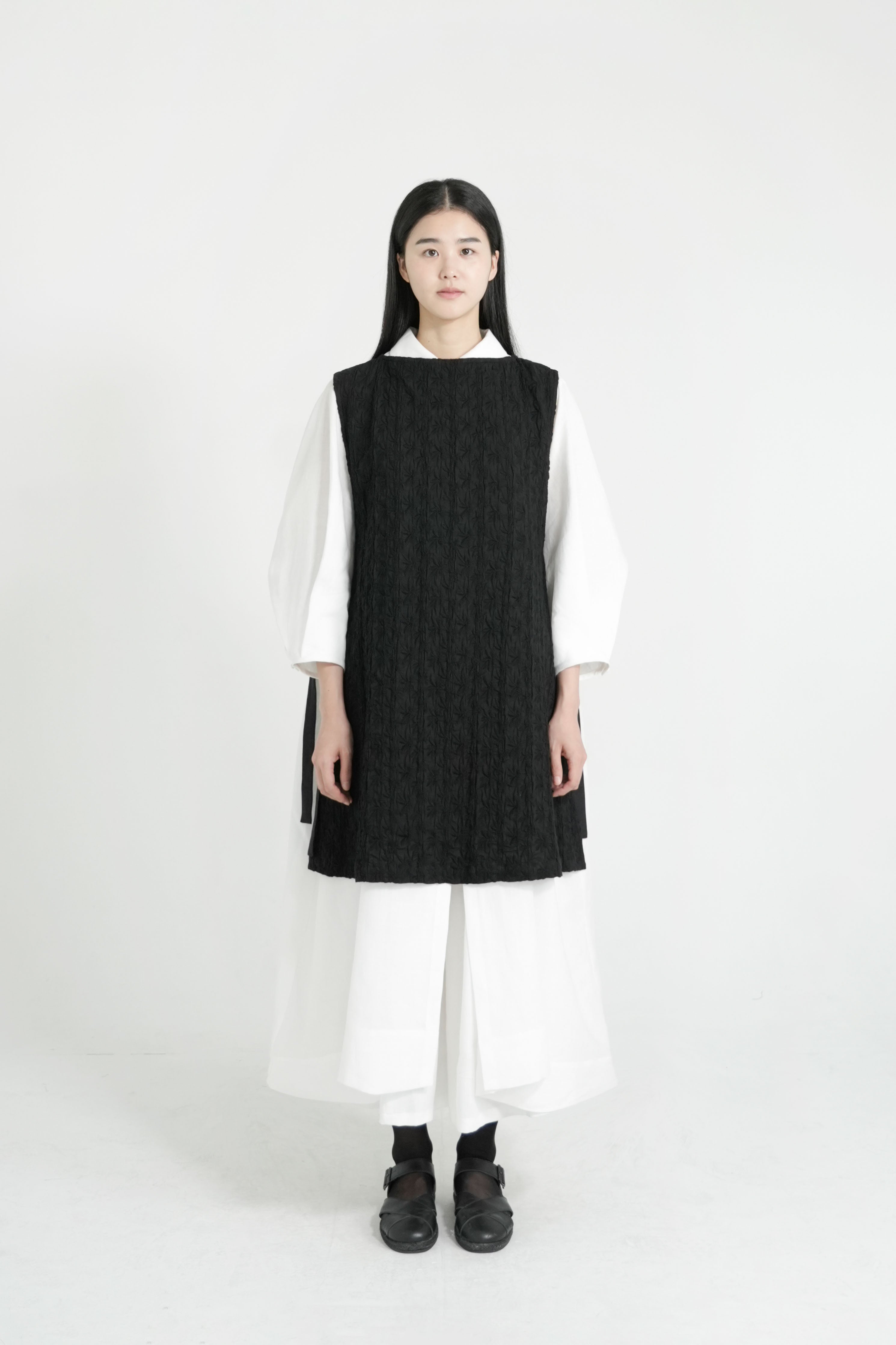 cotton weave long vest