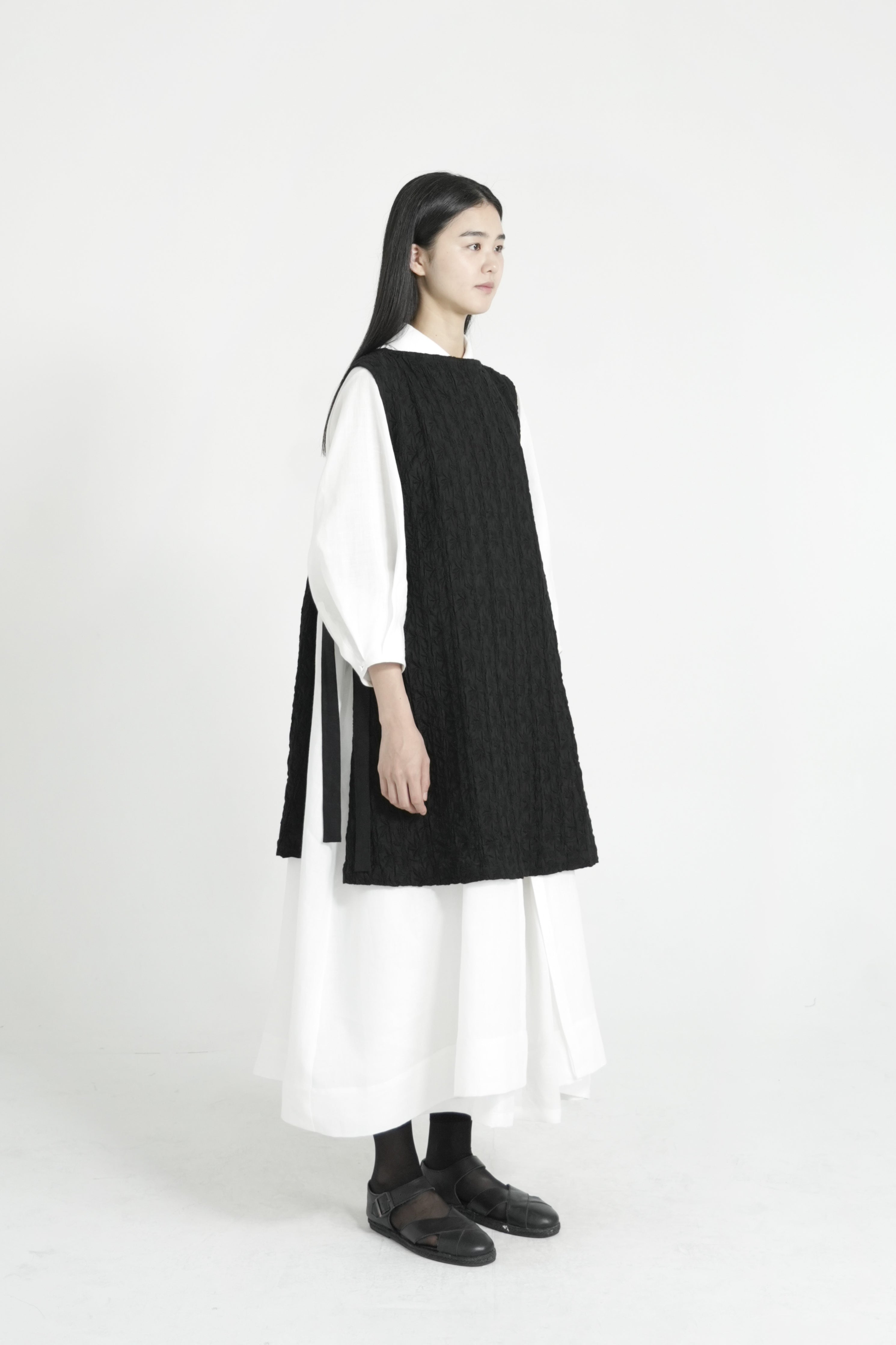 cotton weave long vest