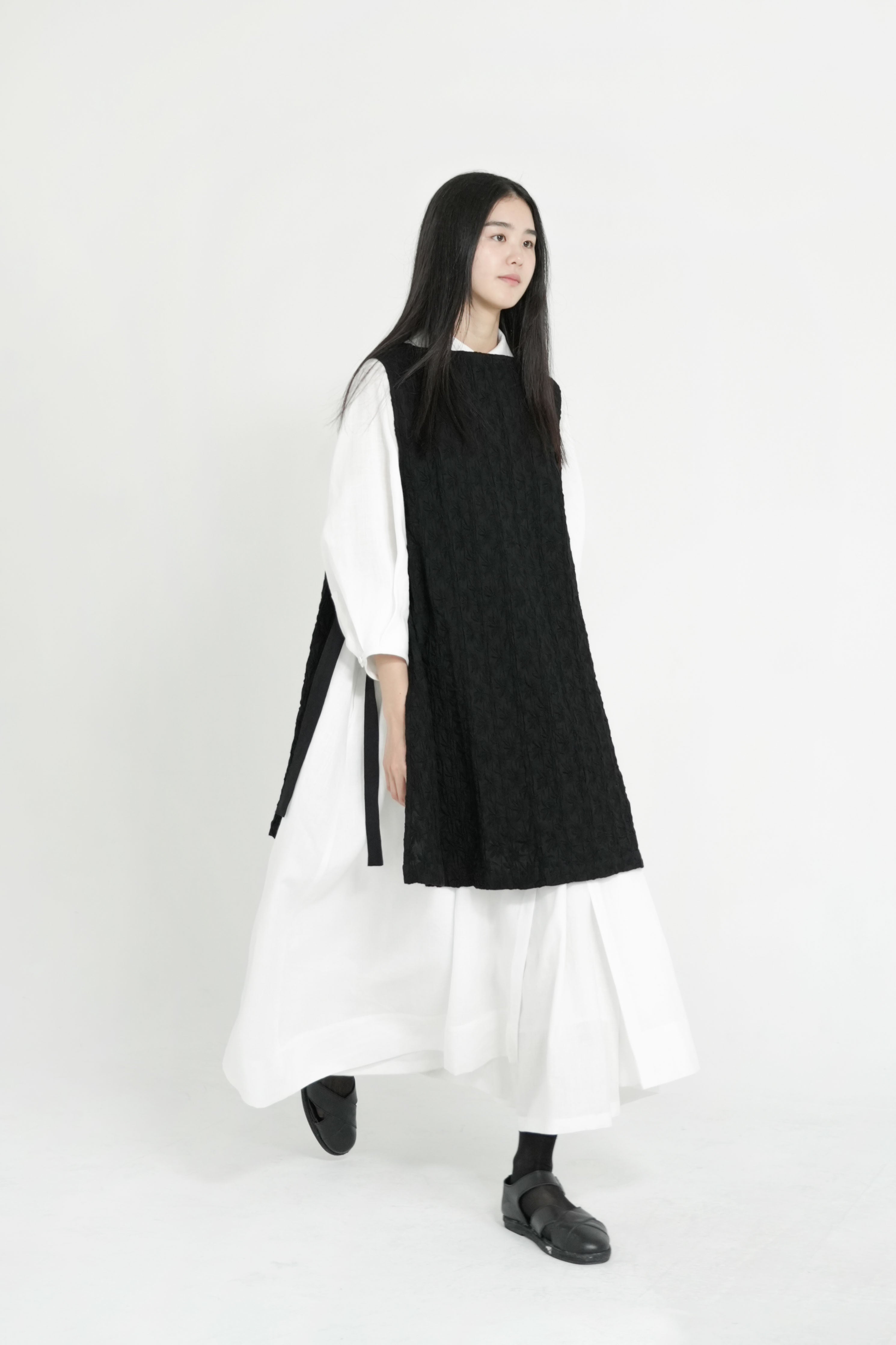 cotton weave long vest