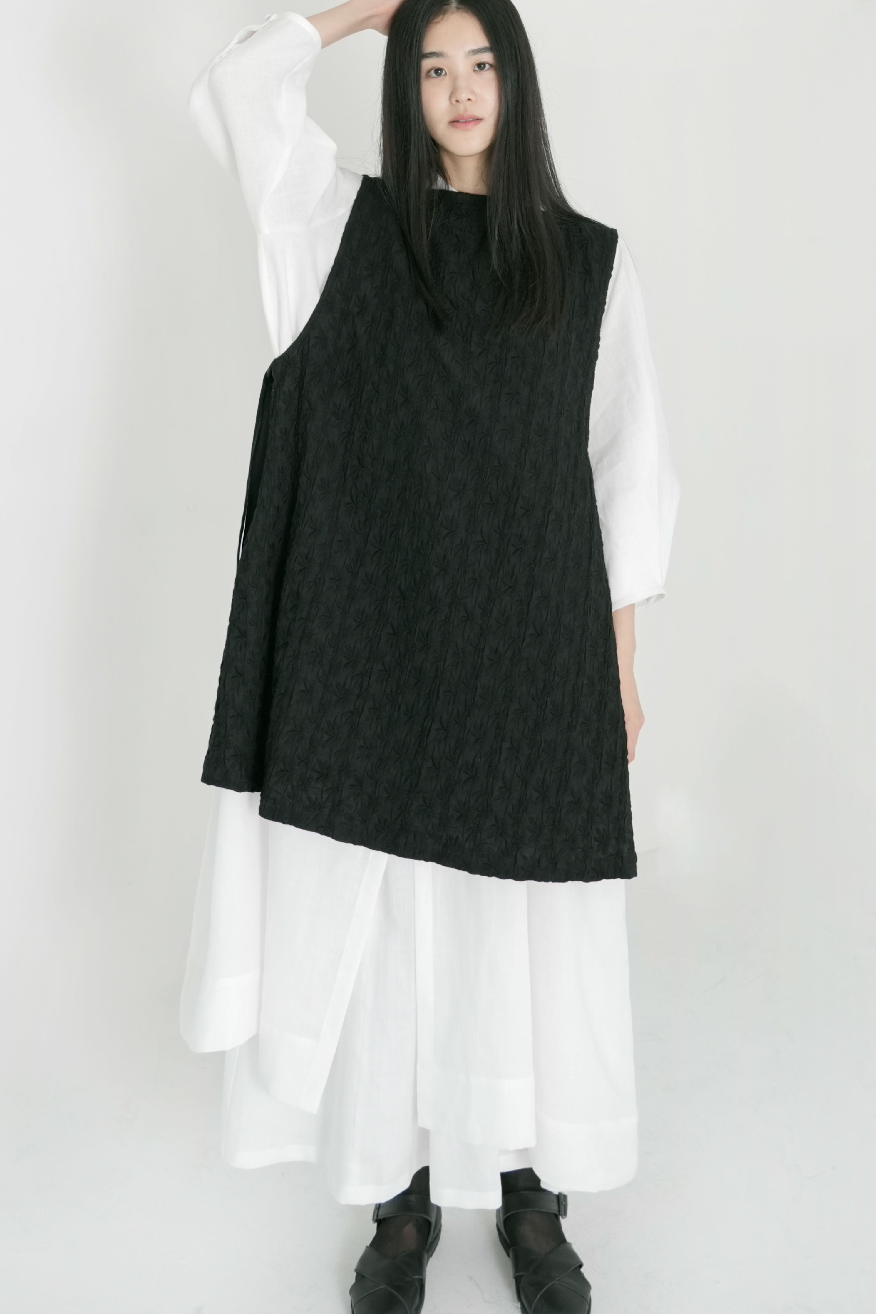 cotton weave long vest