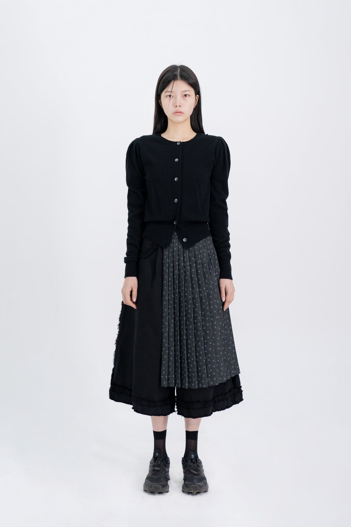denim dot pleats wrap