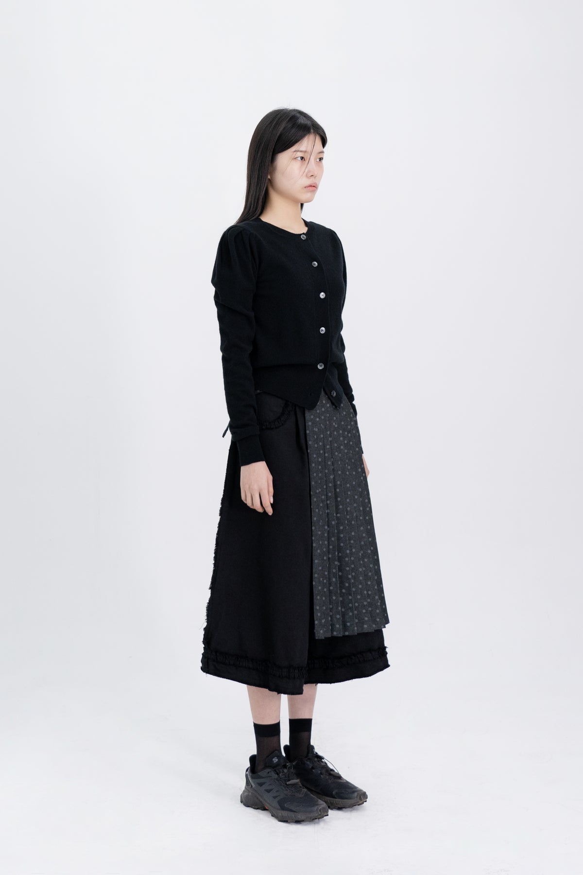 denim dot pleats wrap