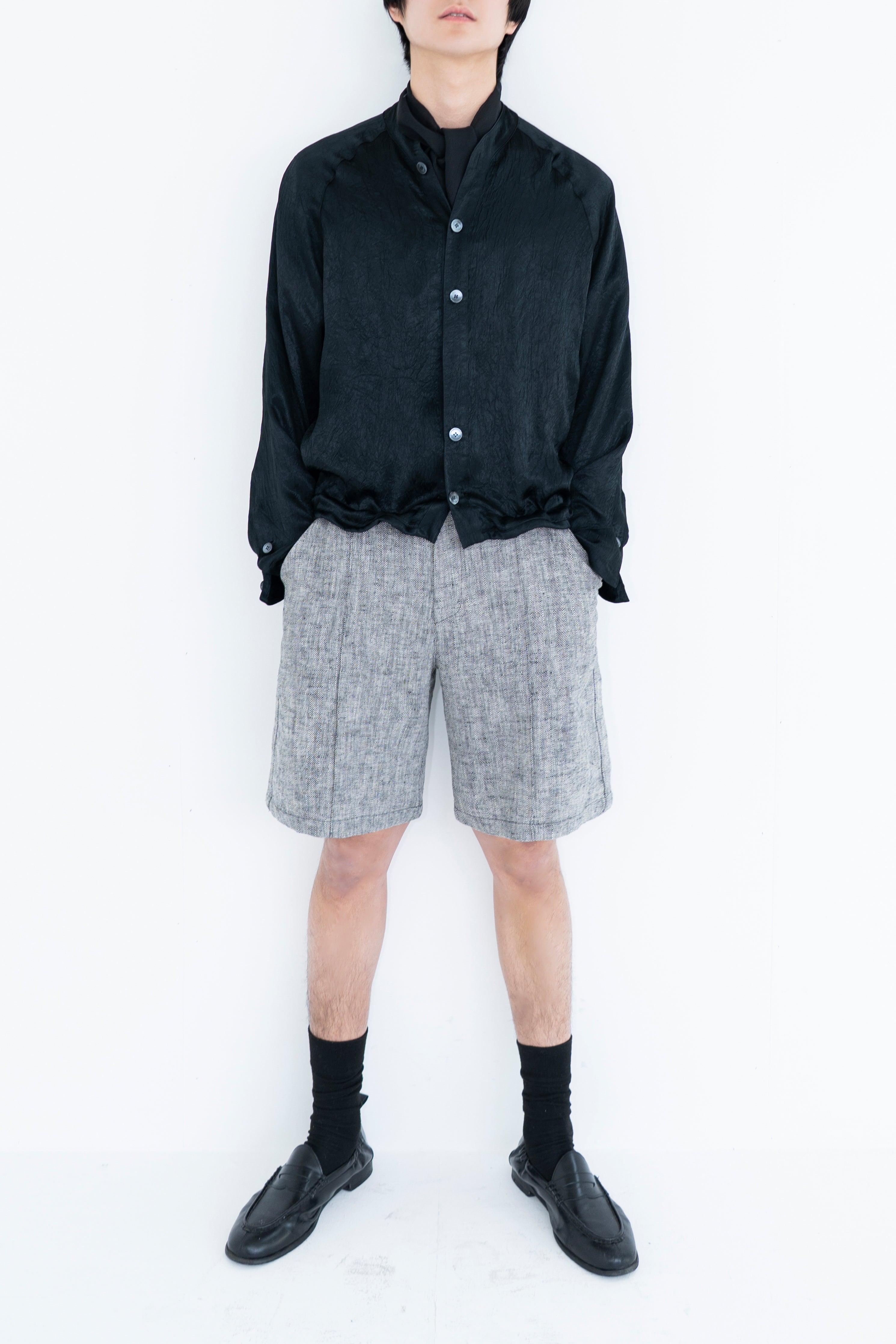flat herrinbone short pants