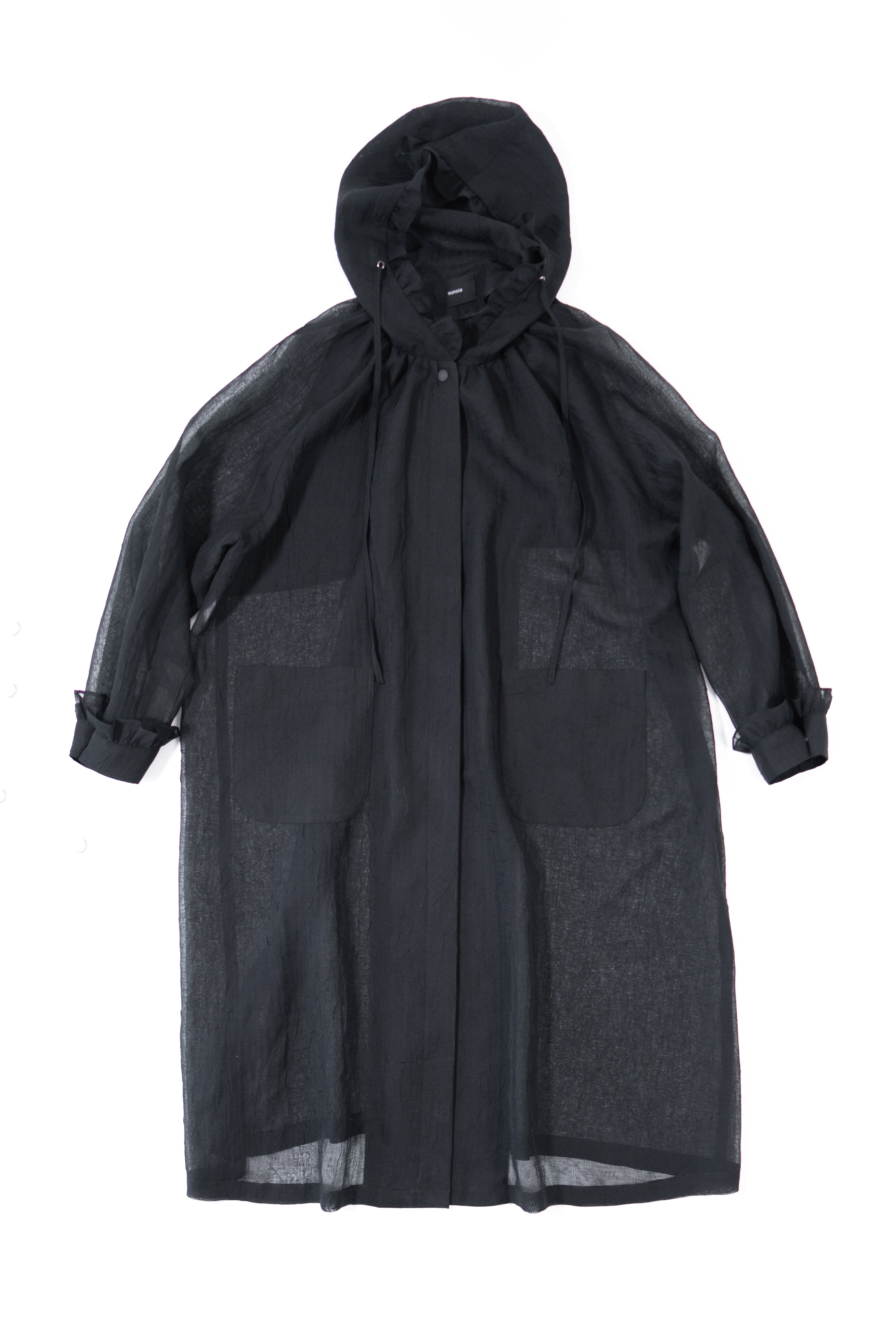frill hooded organza coat