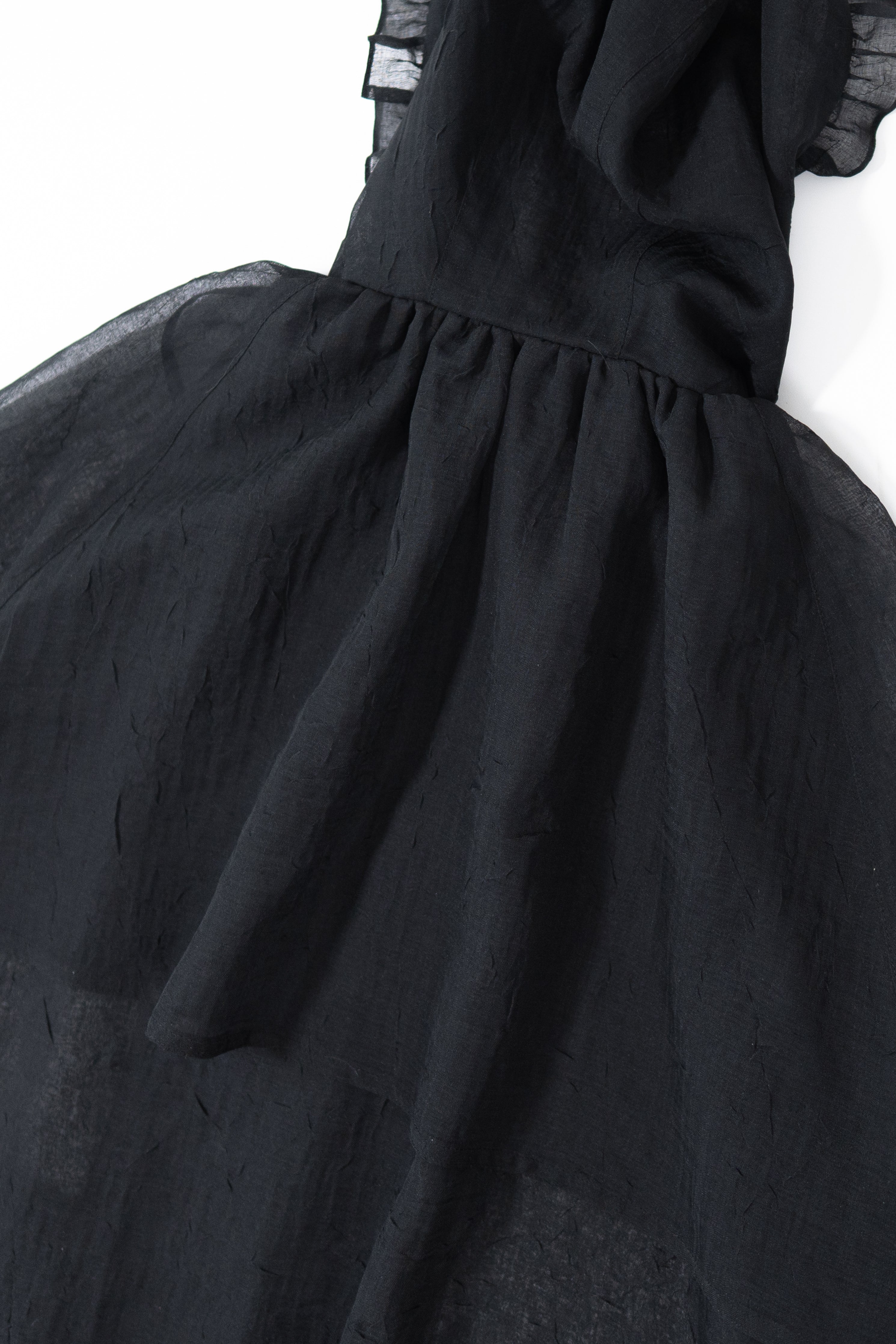 frill hooded organza coat