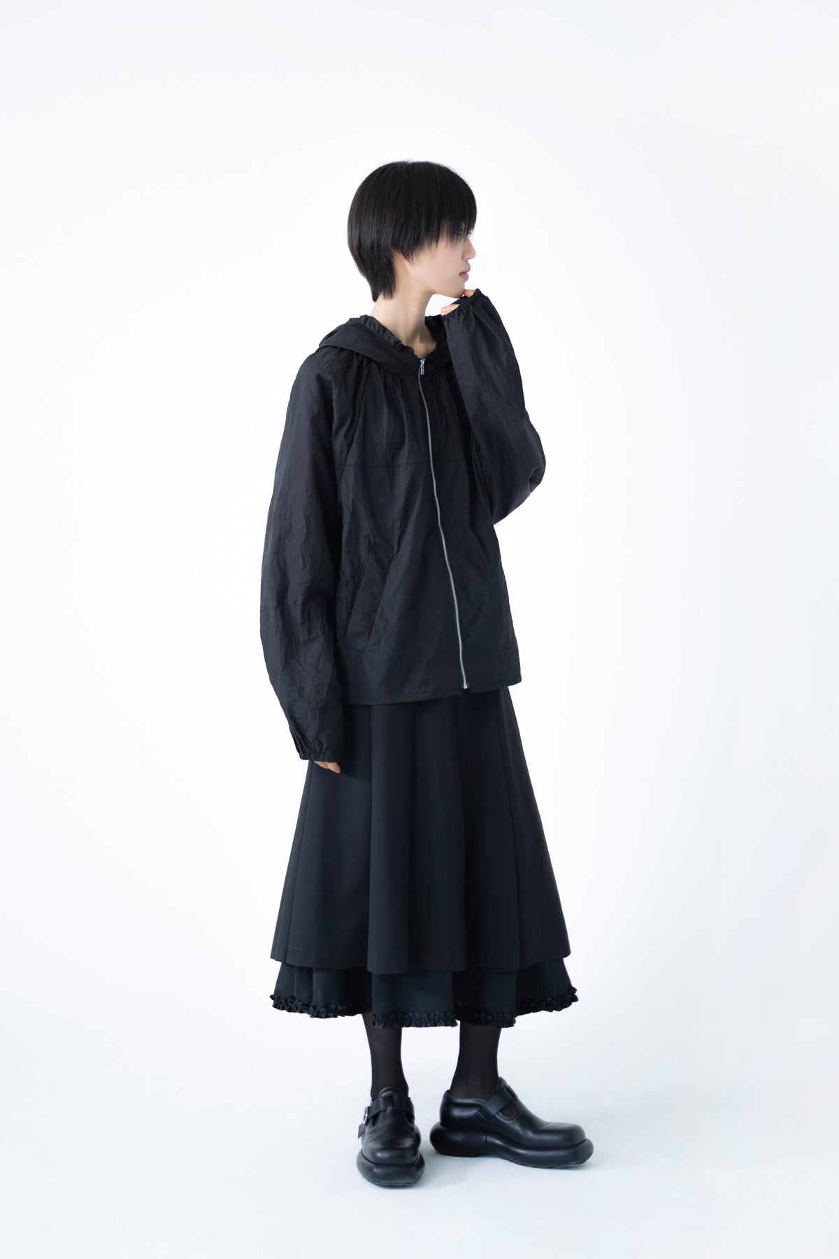 frill layer pleats skirt