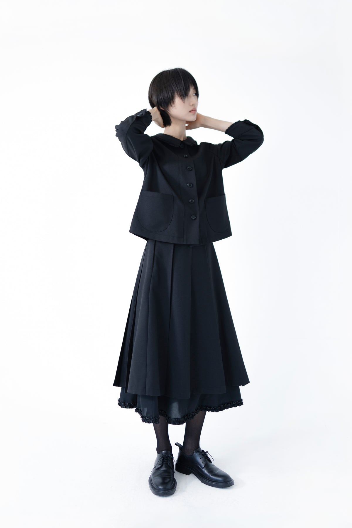 frill layer pleats skirt