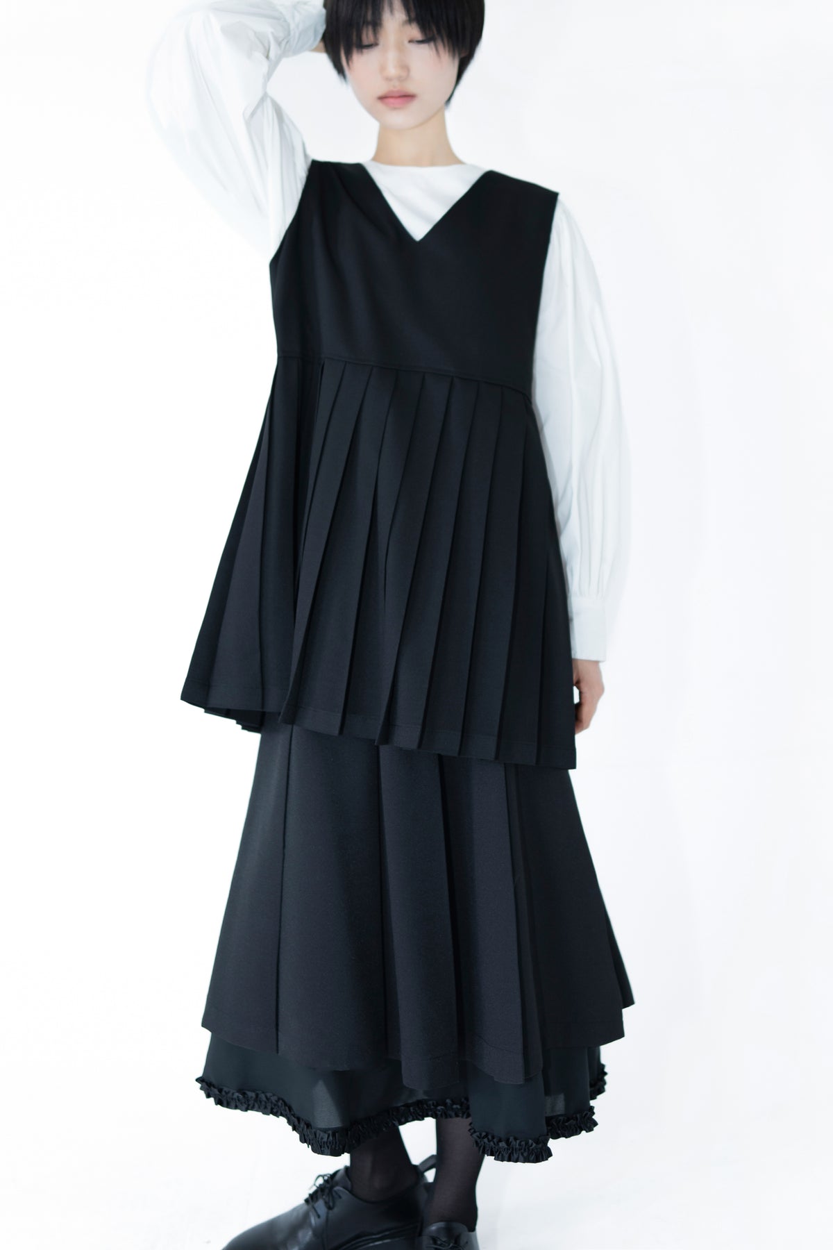 frill layer pleats skirt