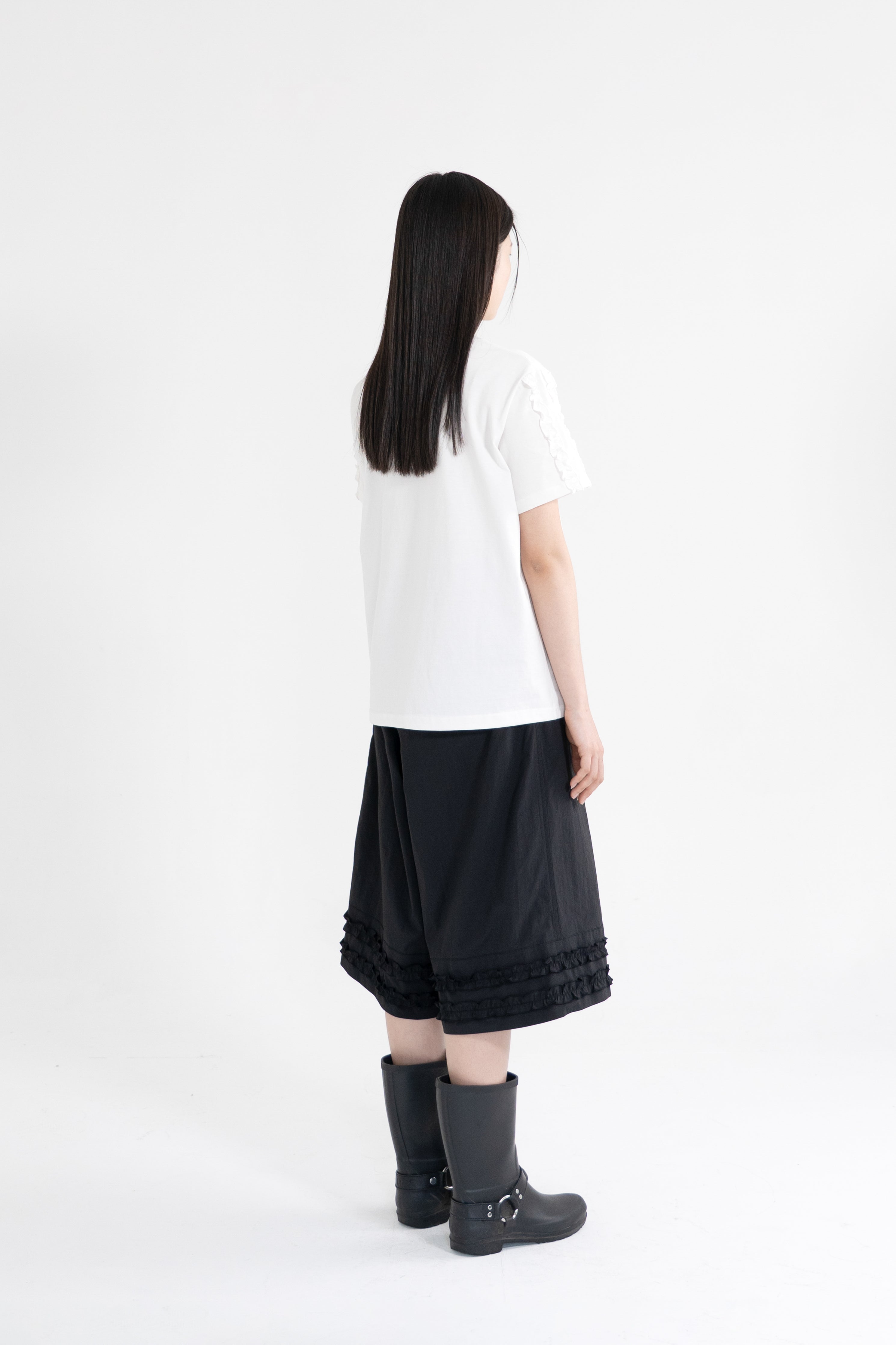 half sleeve frill t shirt