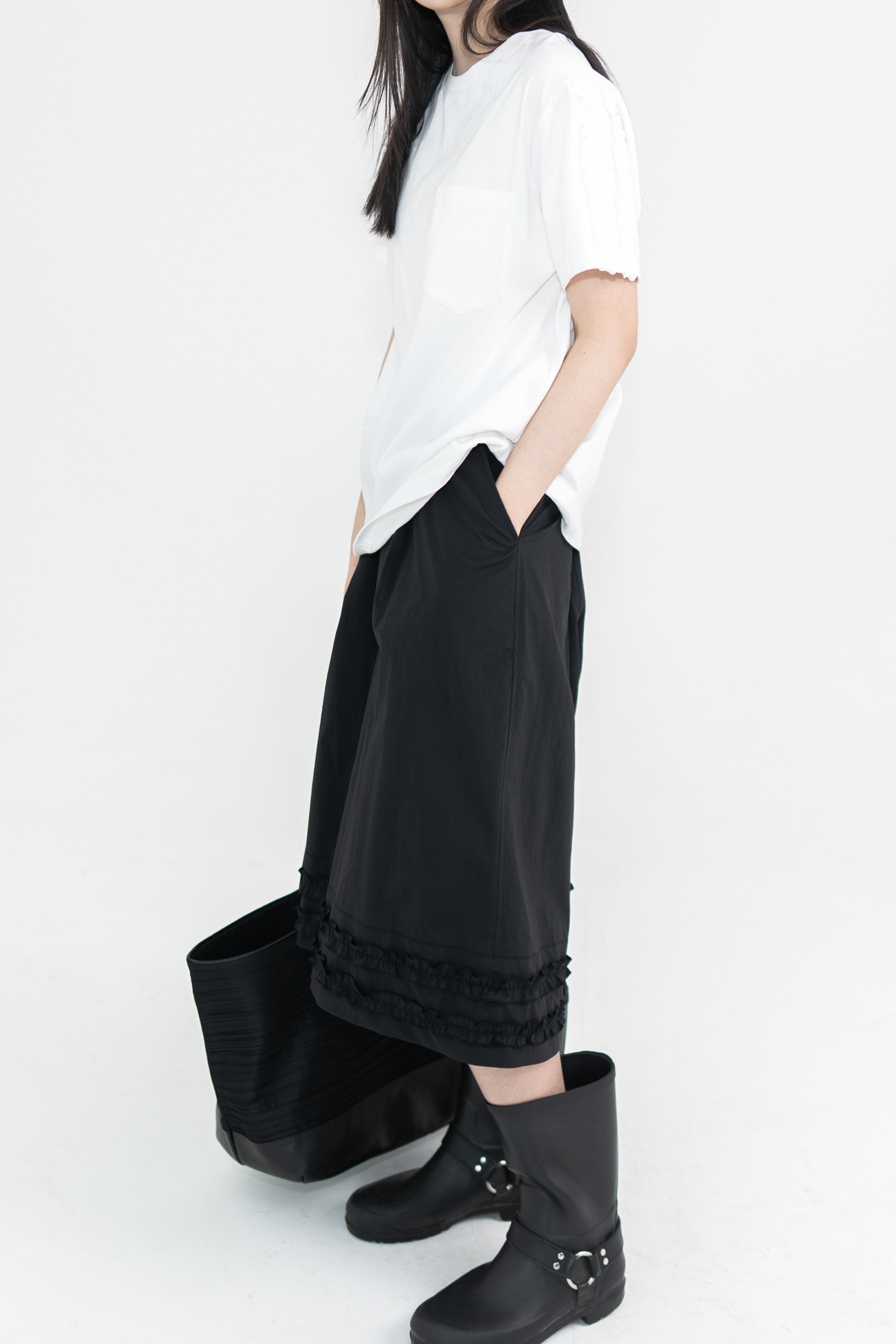 half sleeve frill t shirt