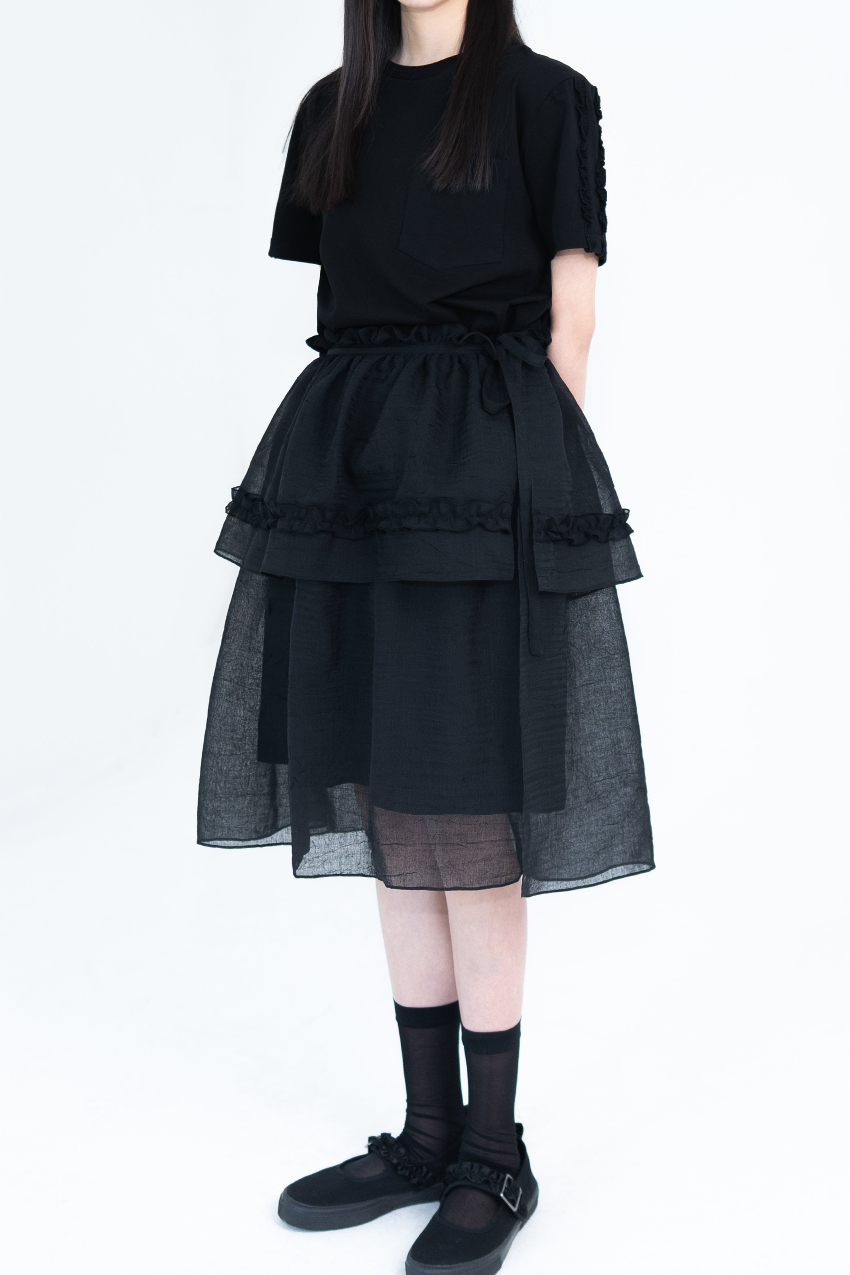 half sleeve frill t shirt