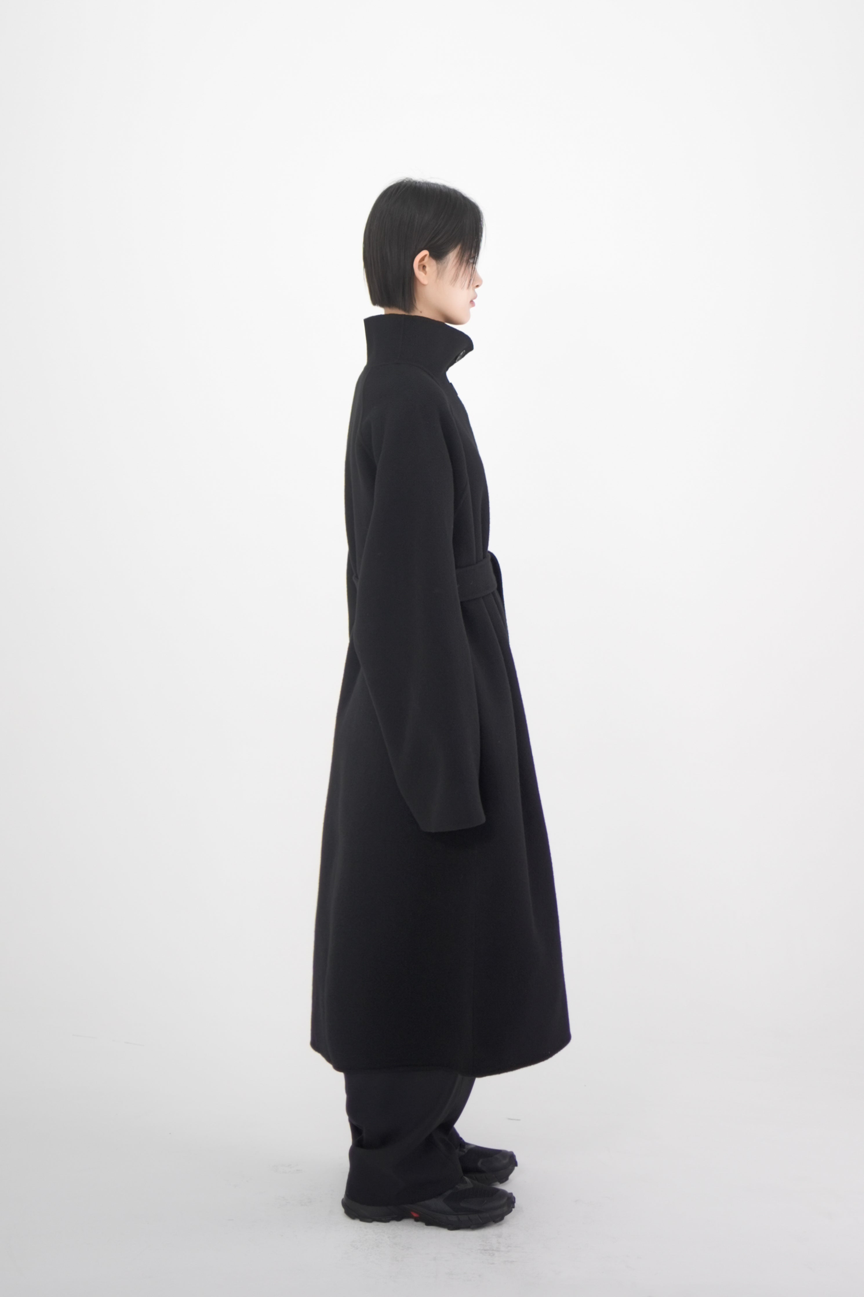 high neck handmade long coat