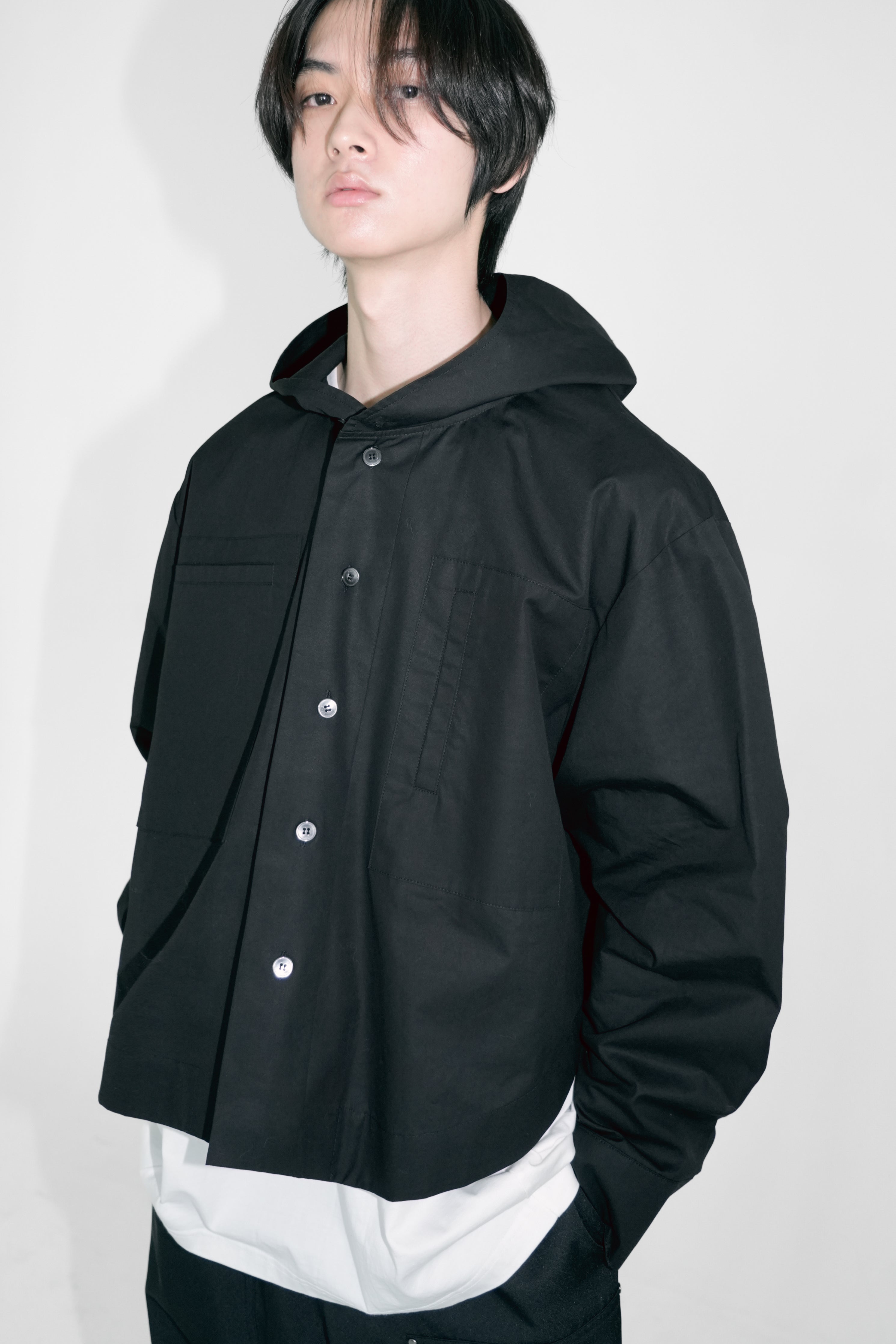 hooded cotton shirt