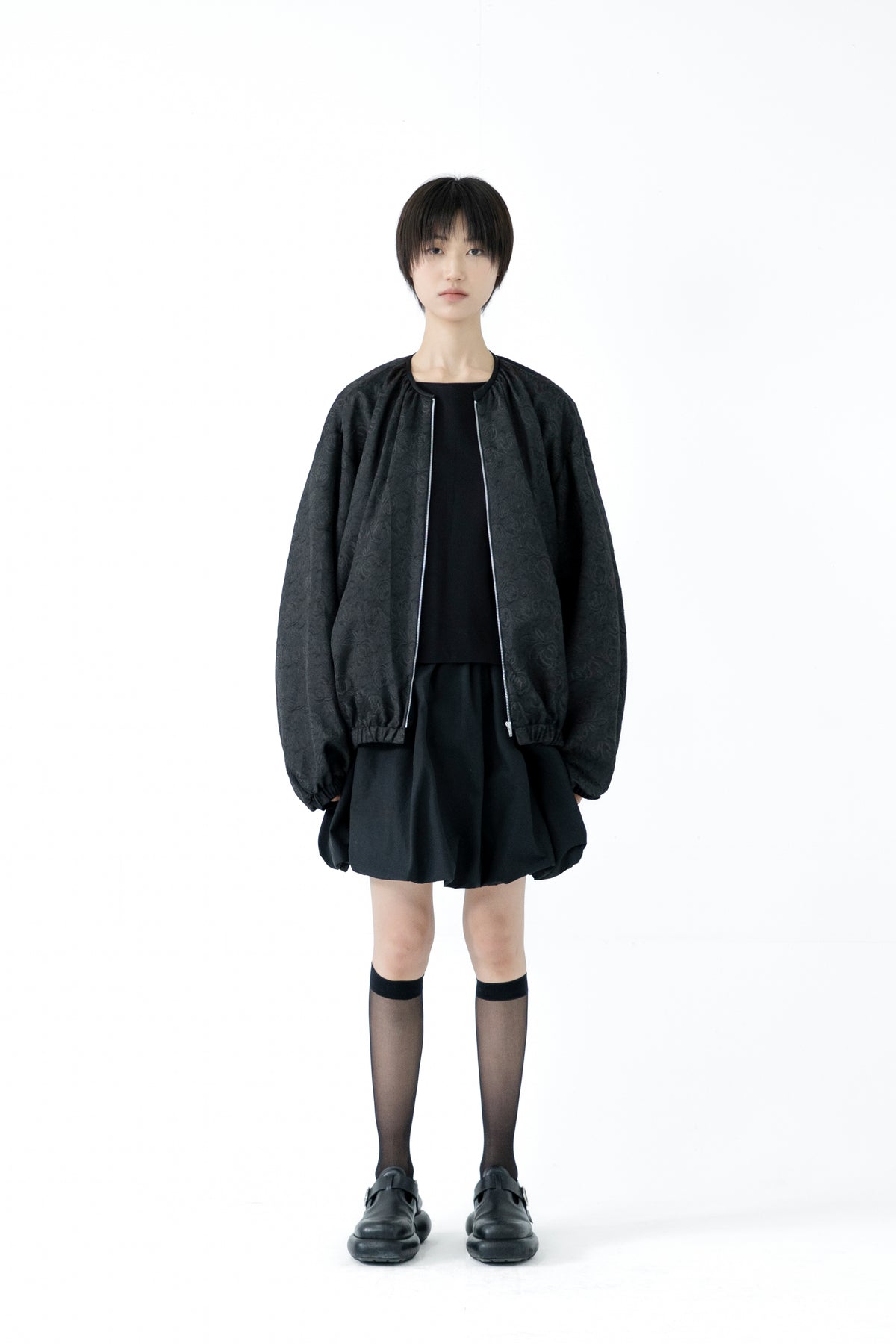 jacquard frill blouson