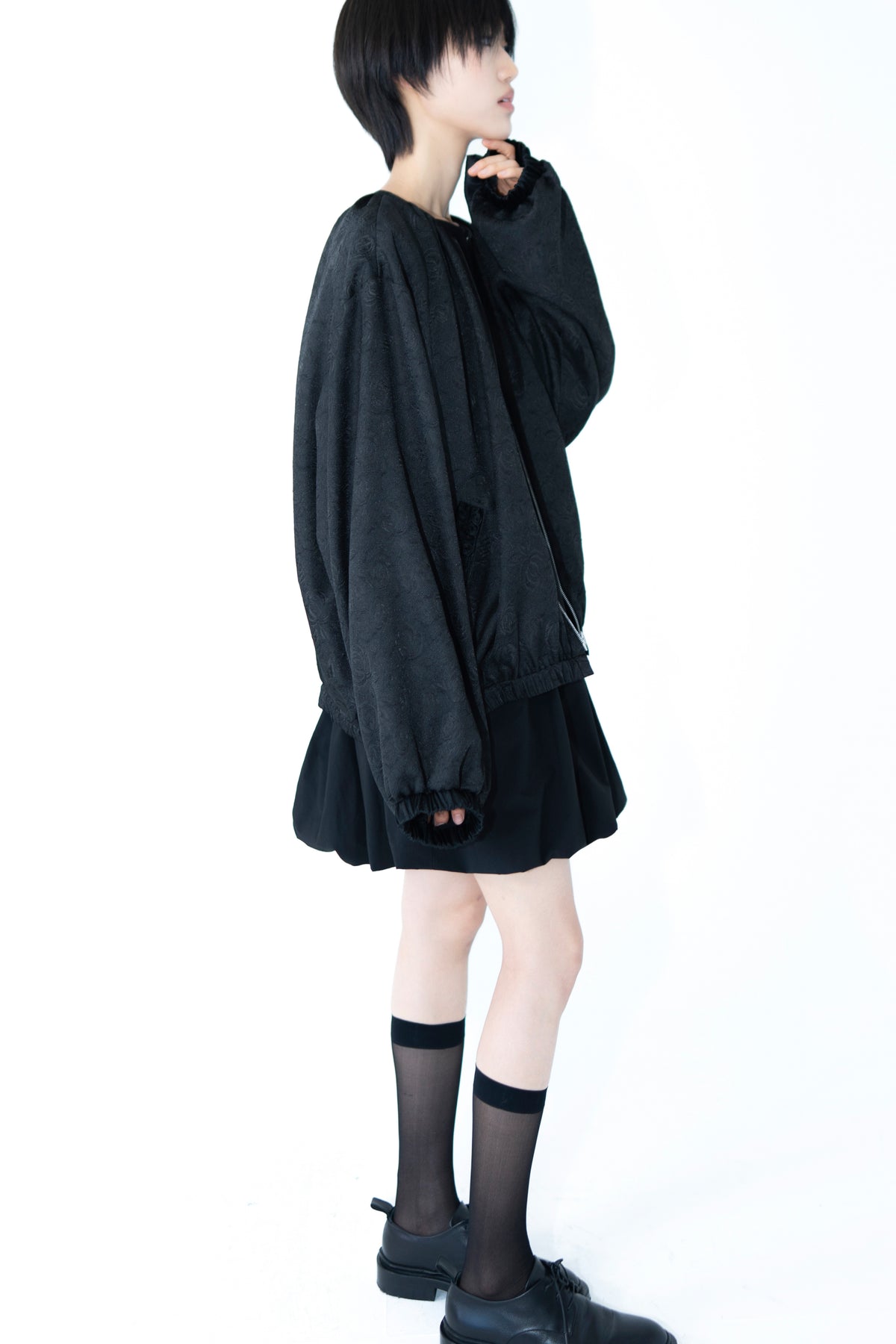 jacquard frill blouson