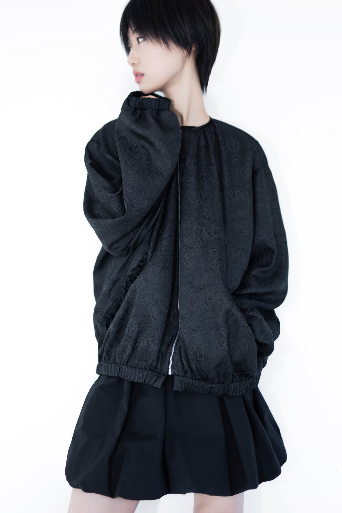 jacquard frill blouson