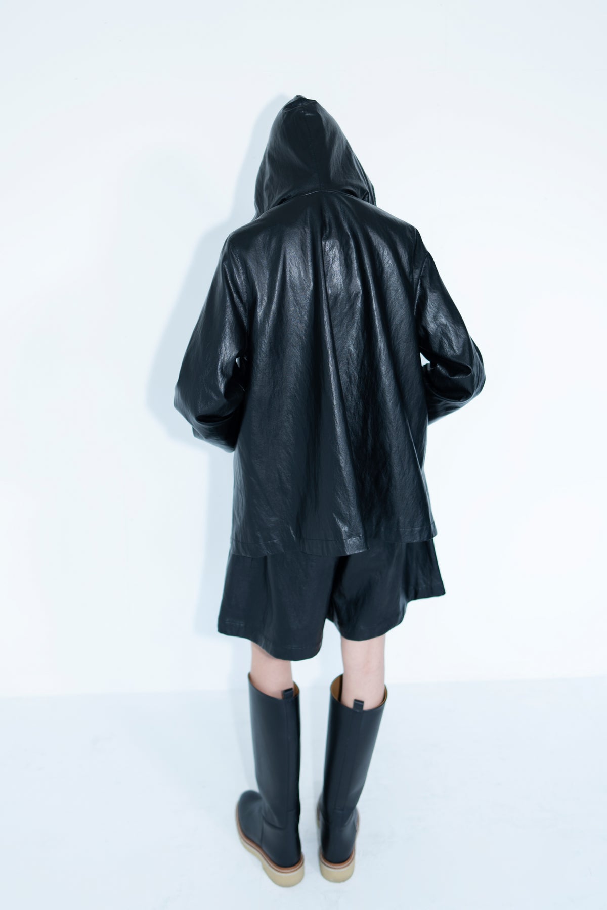 leather hooded jacket