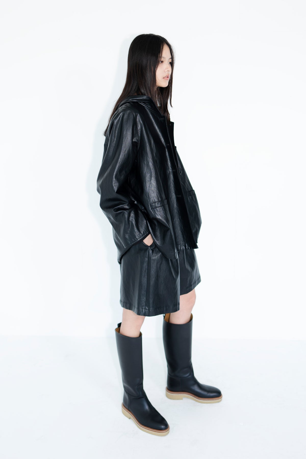 leather short pants