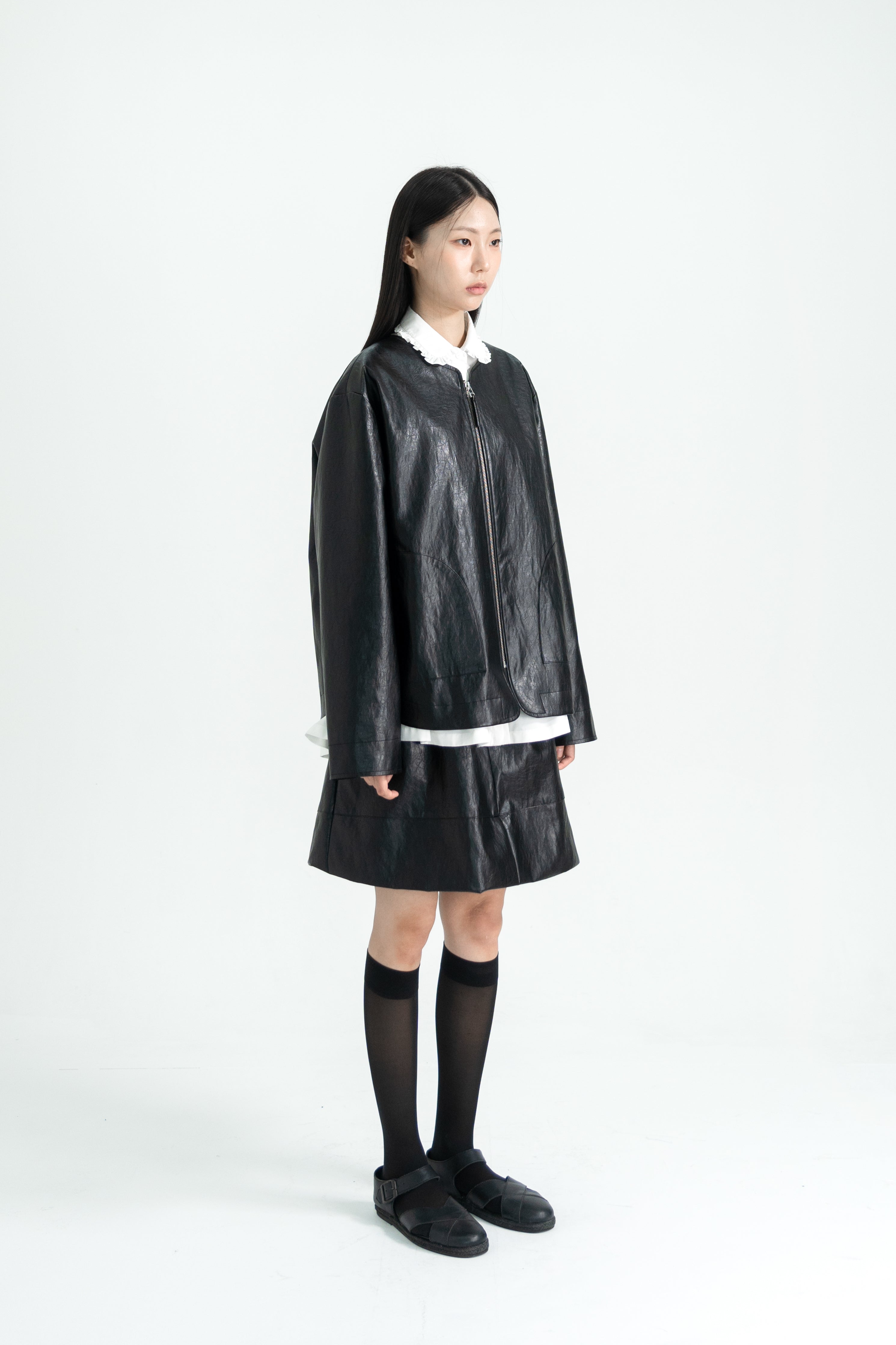 leather short skirt