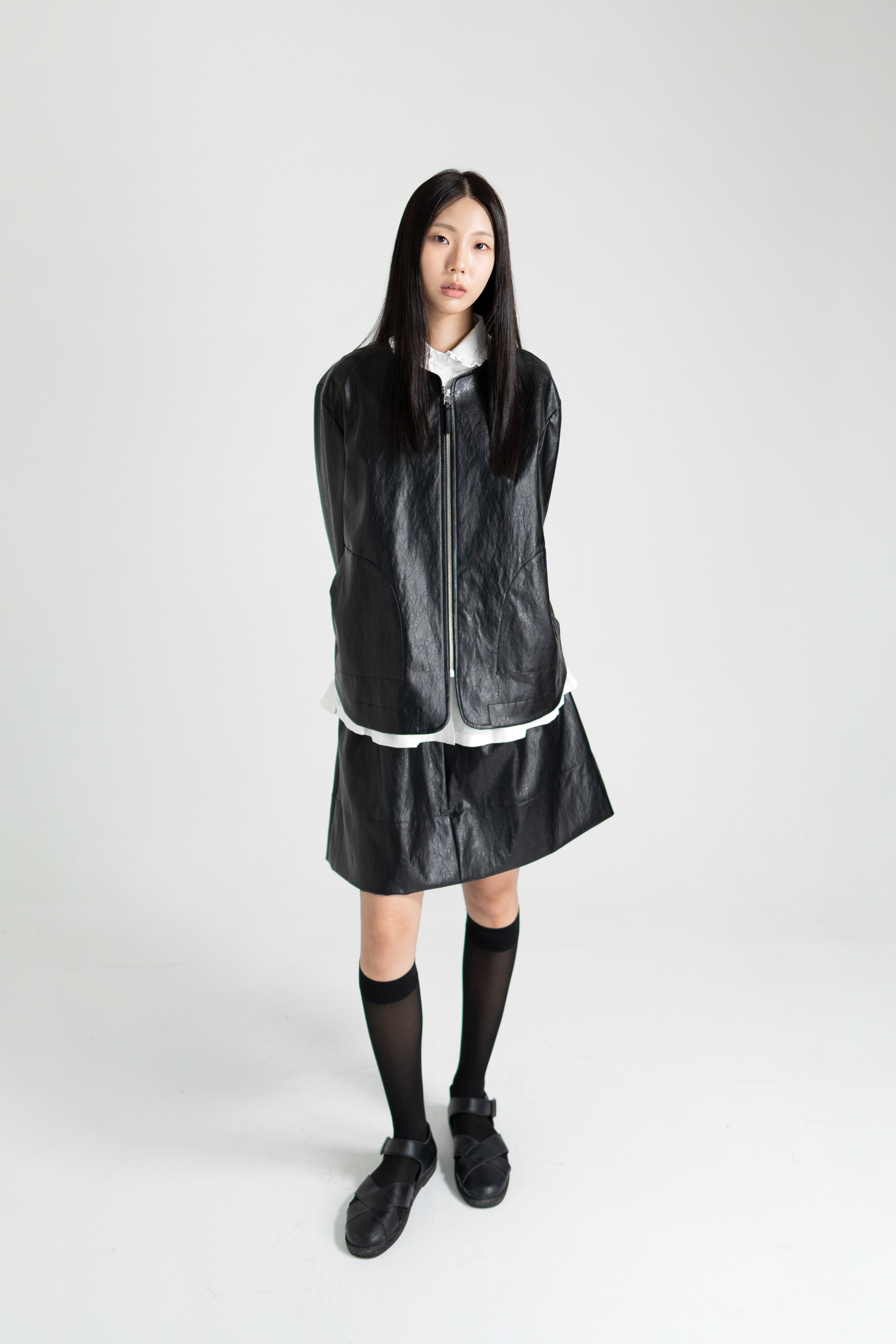 leather short skirt