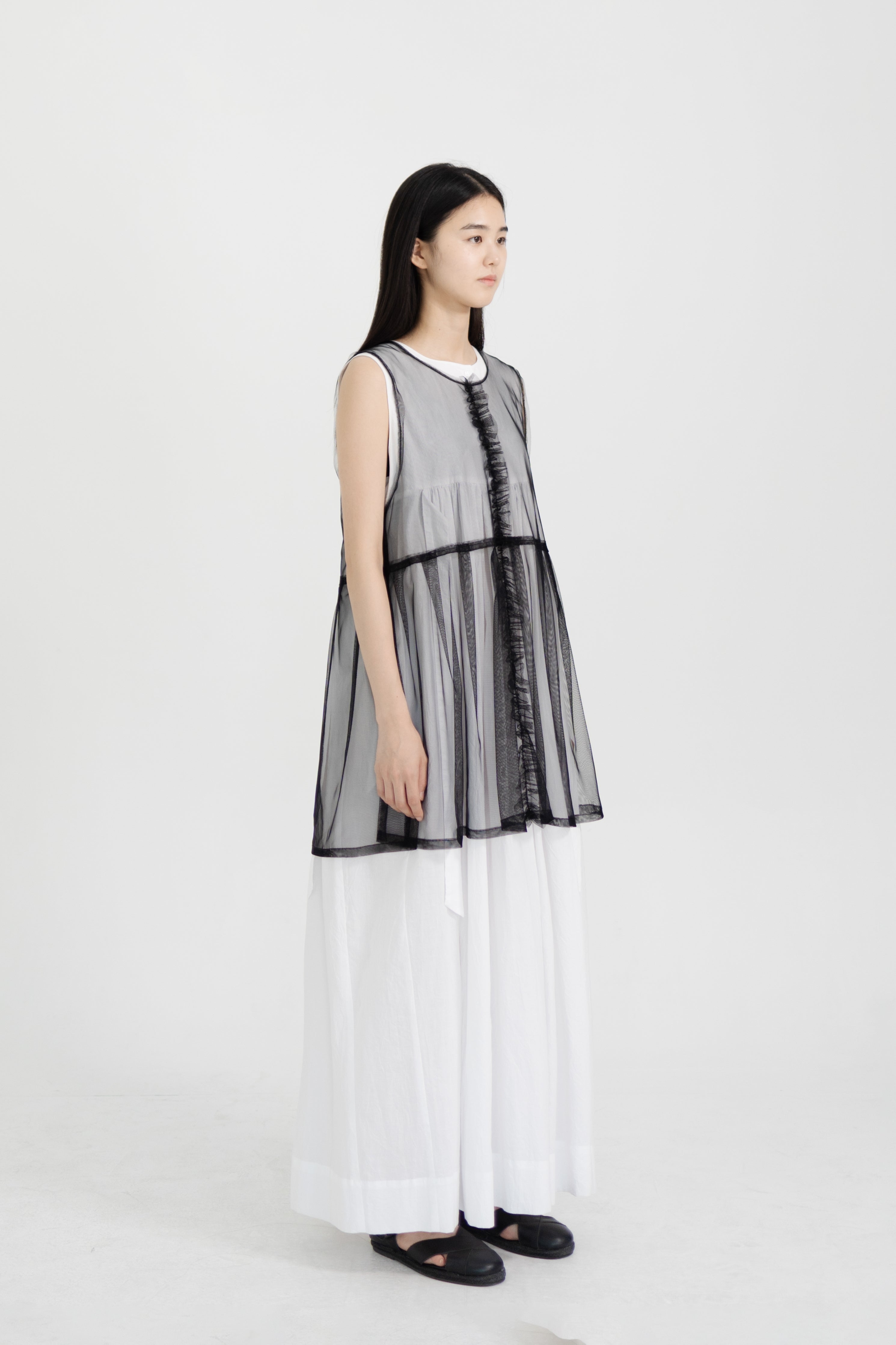 mesh frill vest