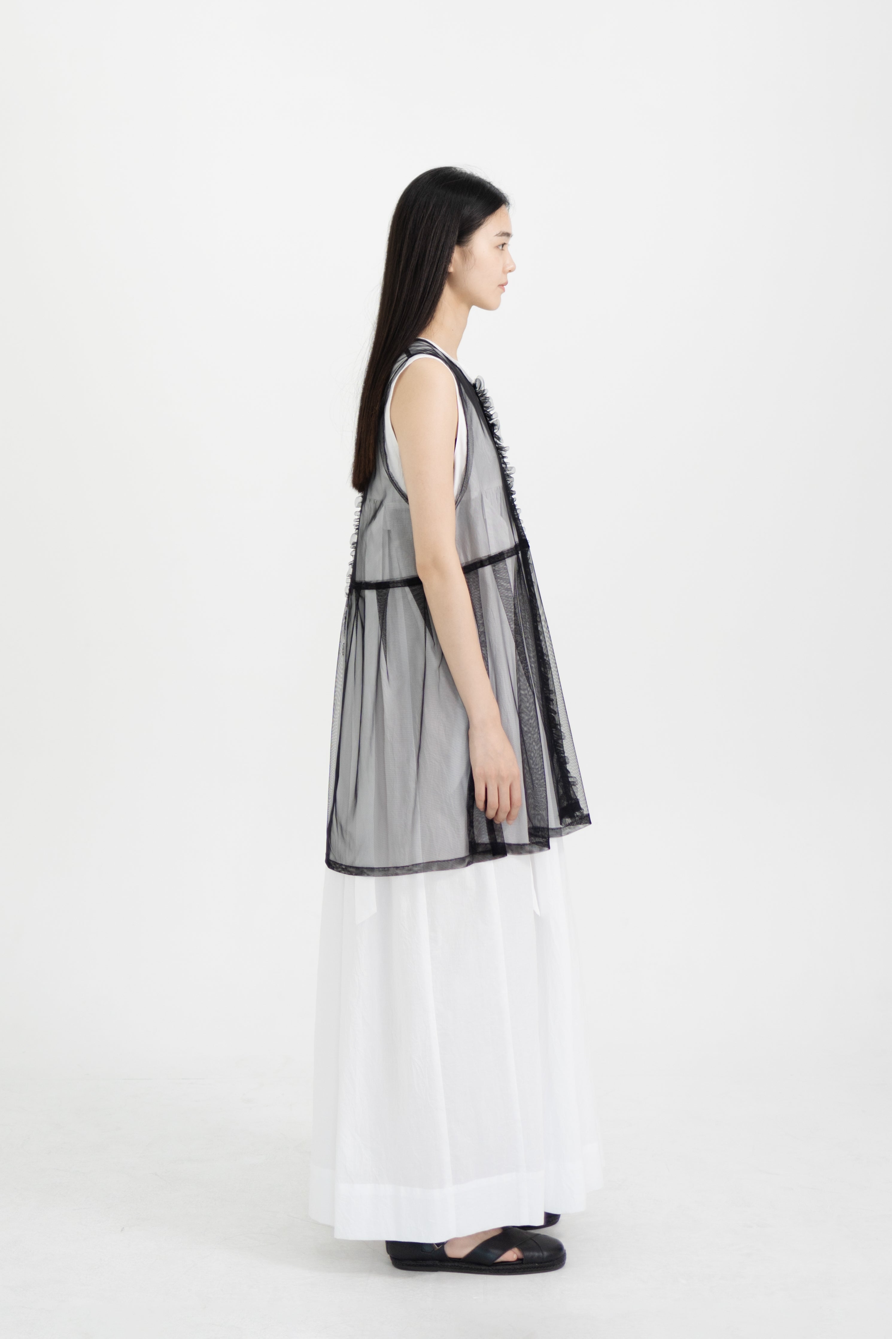 mesh frill vest