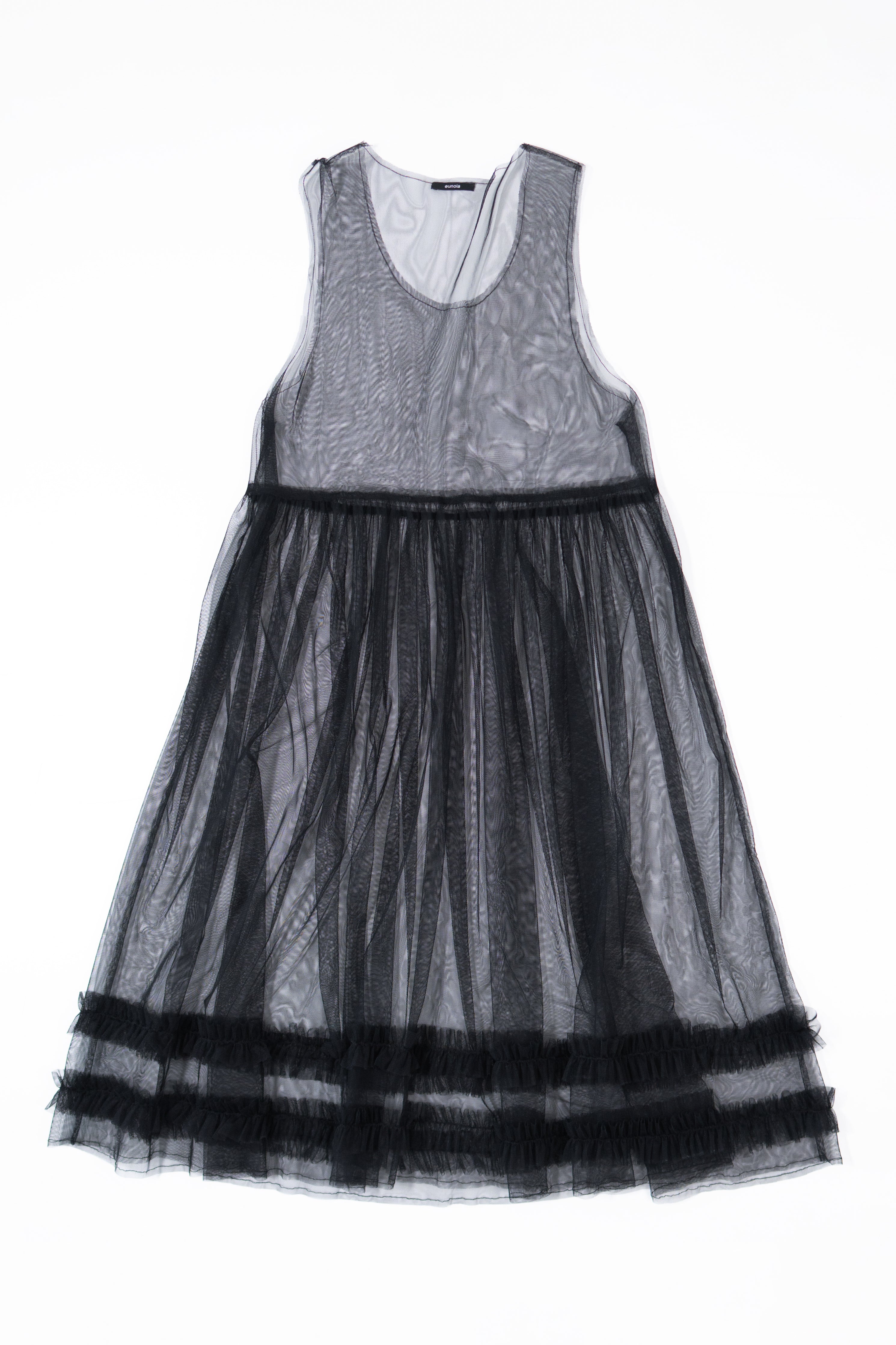 mesh shirring dress