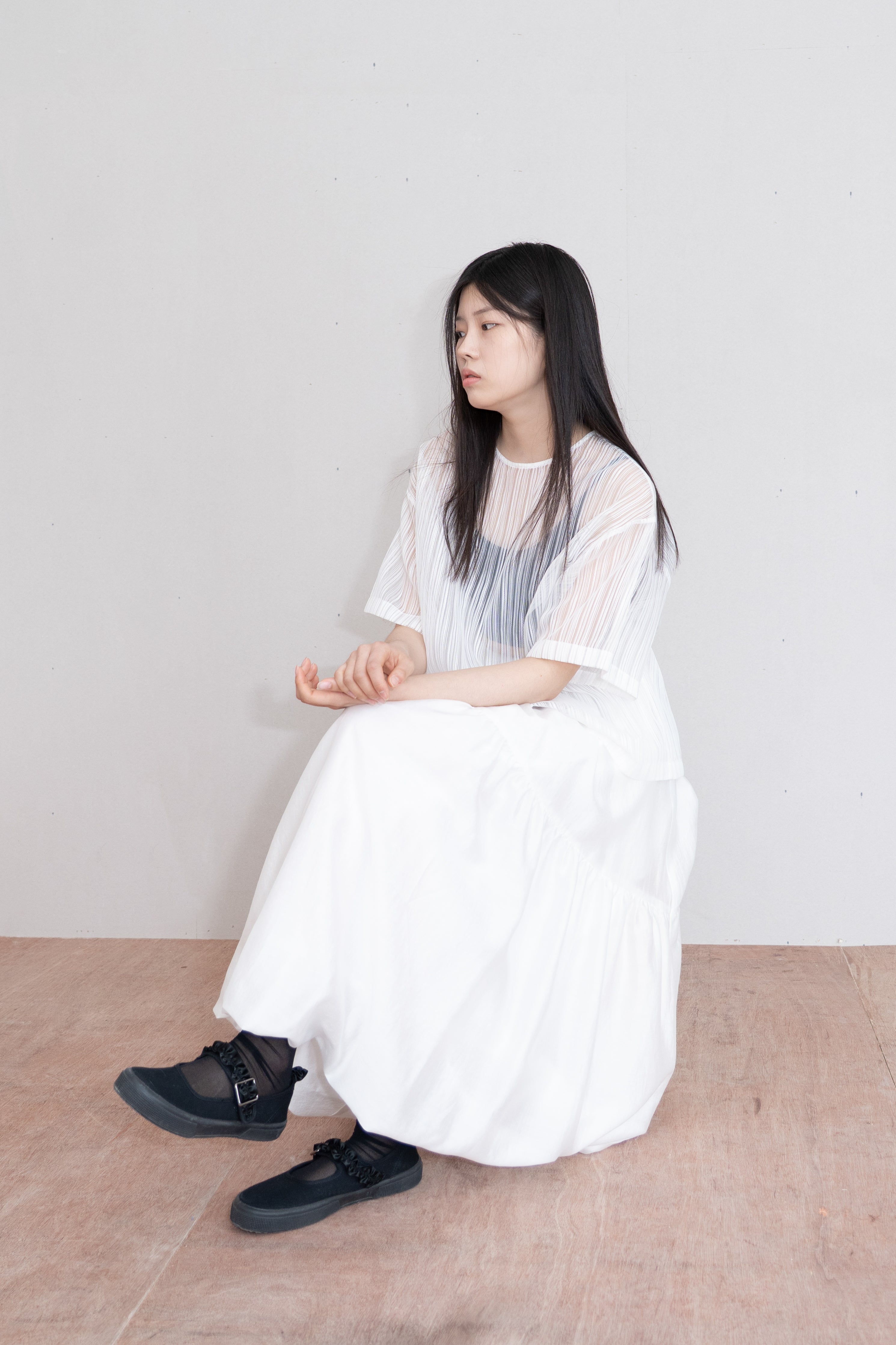 oblique line moss skirt