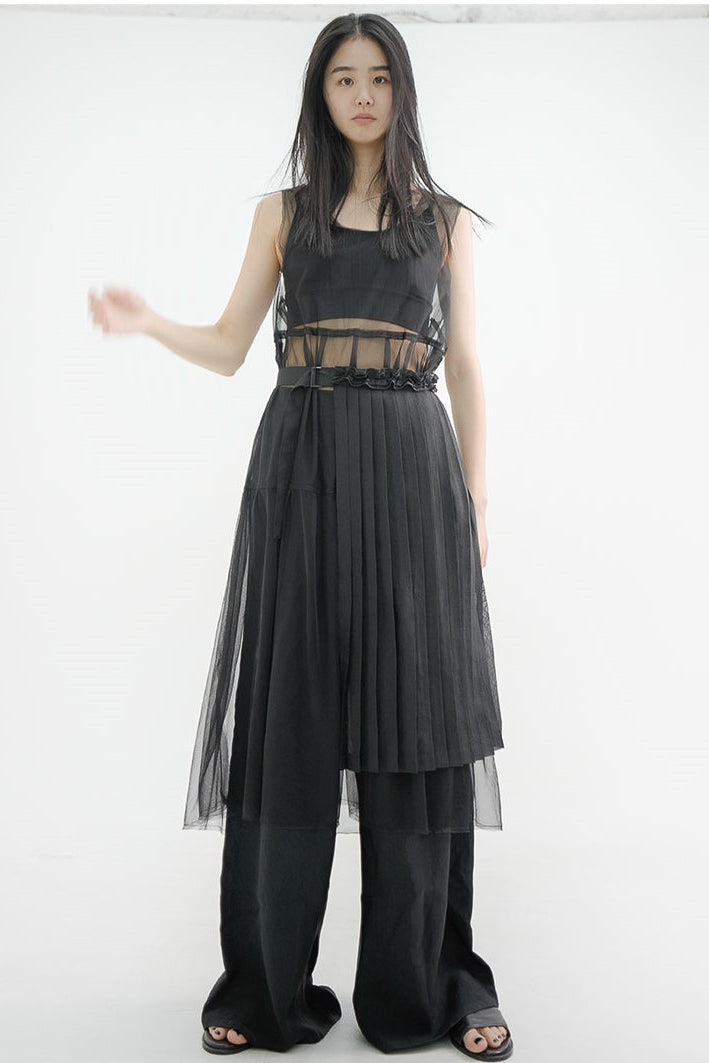 organza frill pleats wrap