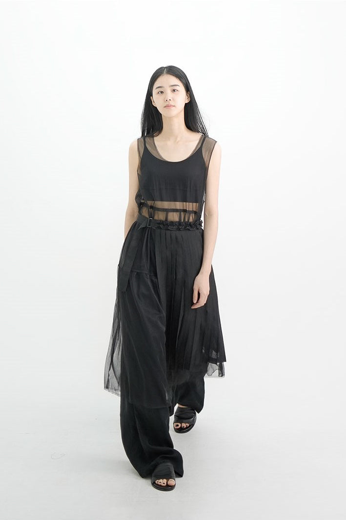 organza frill pleats wrap