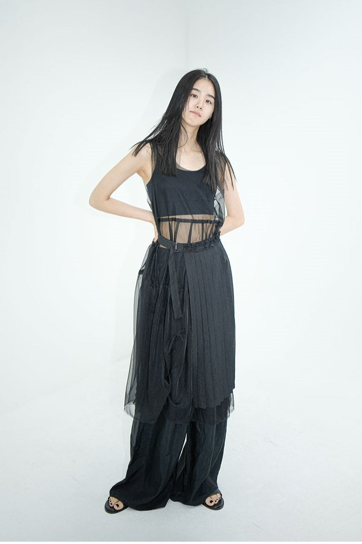 organza frill pleats wrap