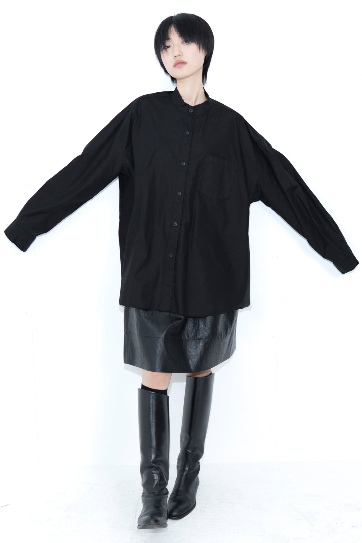 oxford mandarin collar shirt