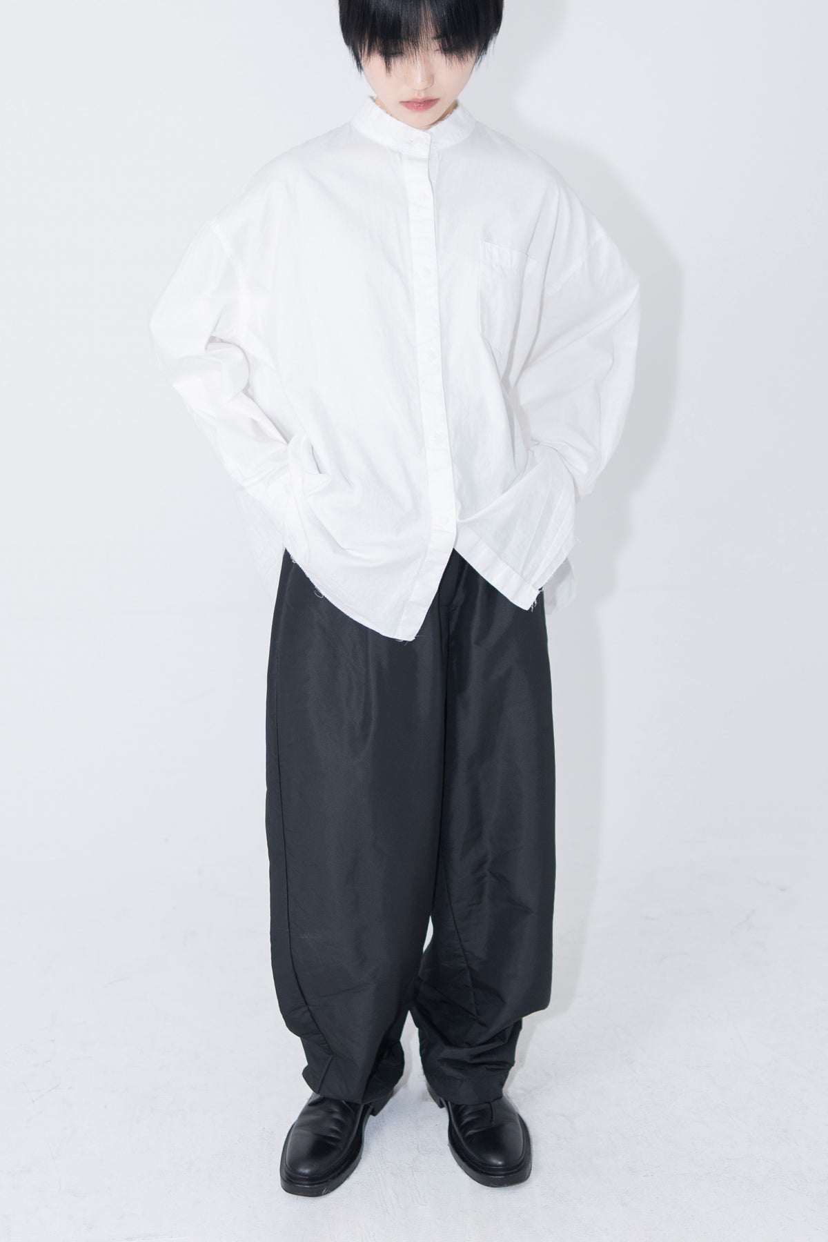 oxford mandarin collar shirt