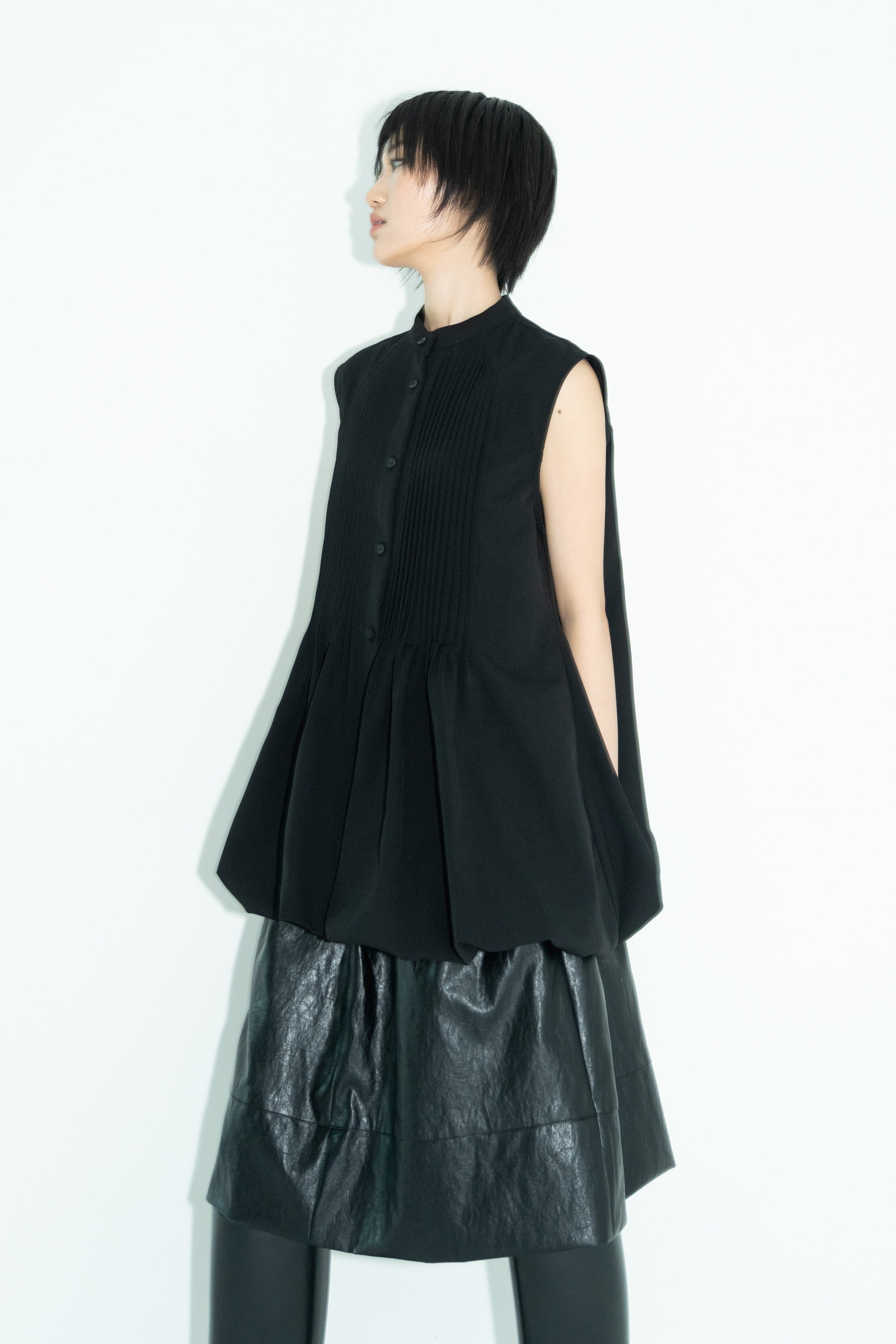 pintuck moss vest