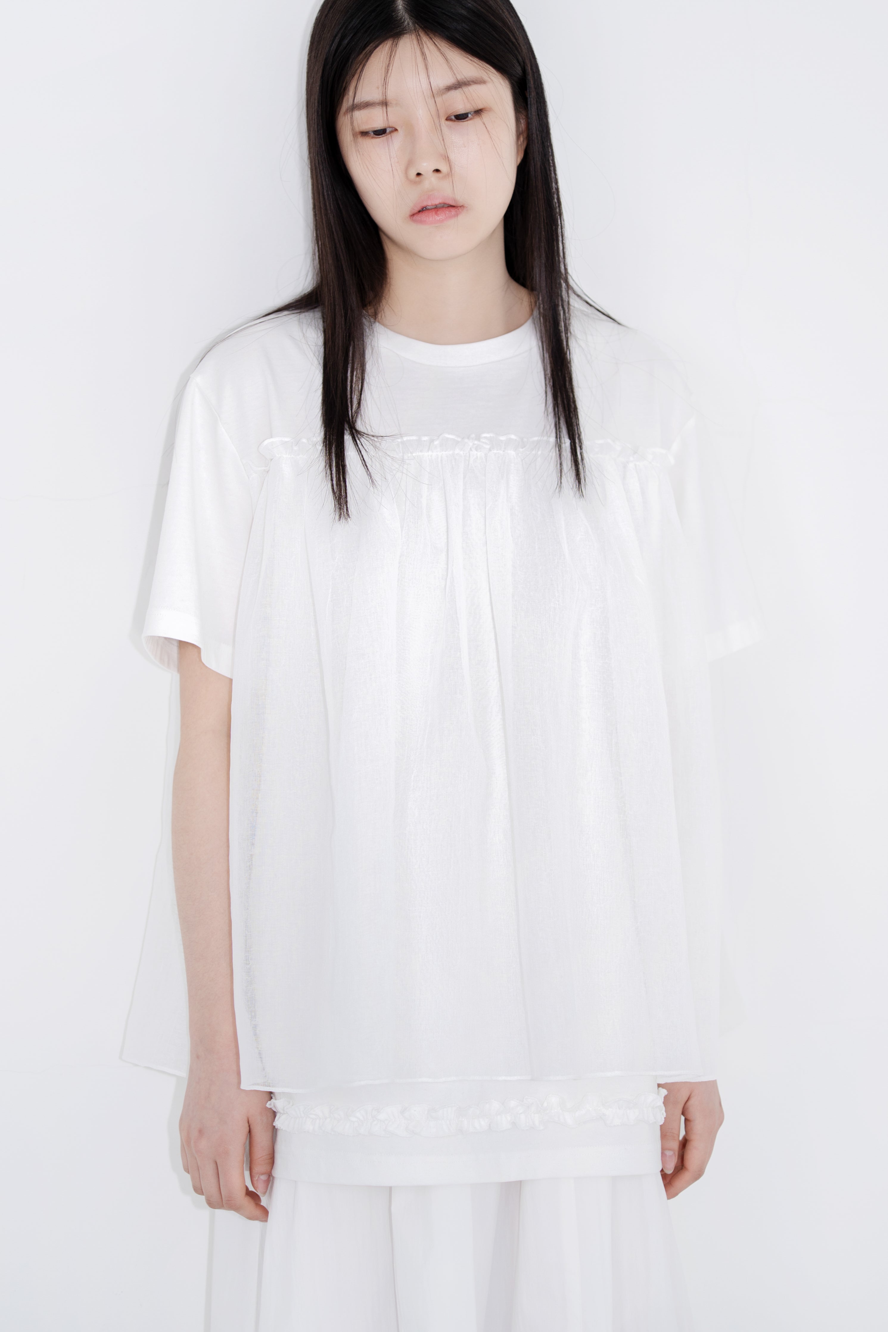 s/s organza layer t shirt