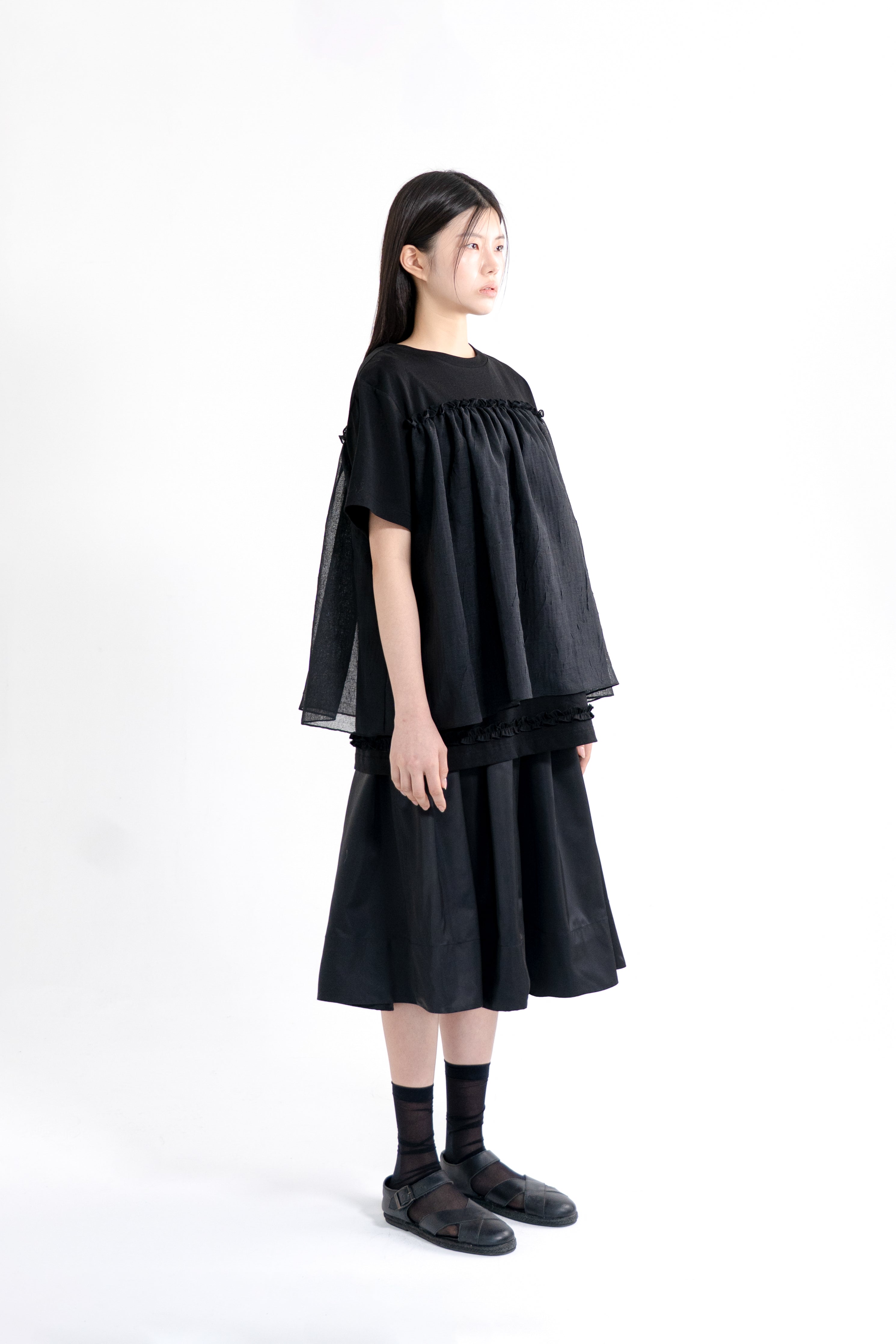s/s organza layer t shirt