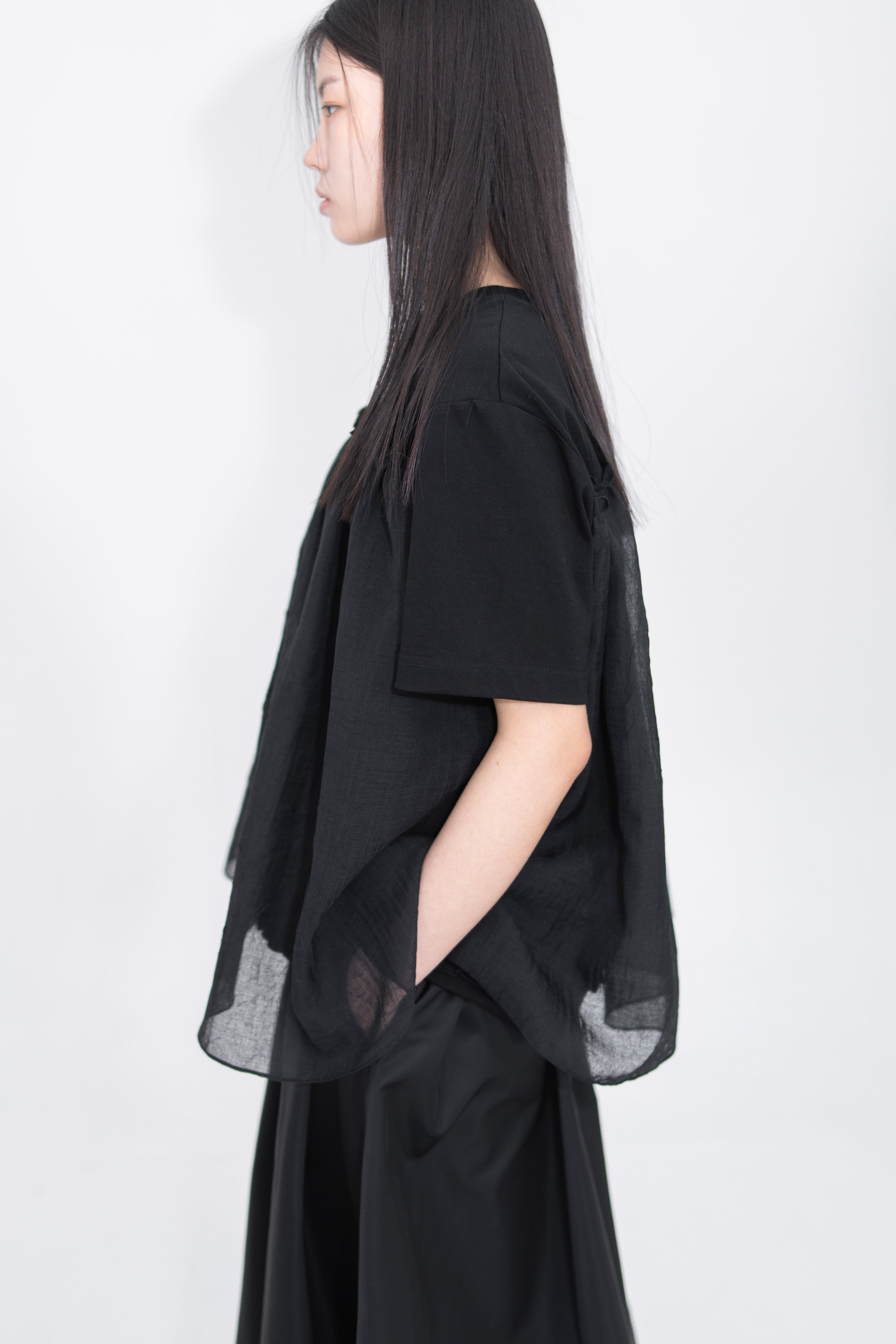 s/s organza layer t shirt