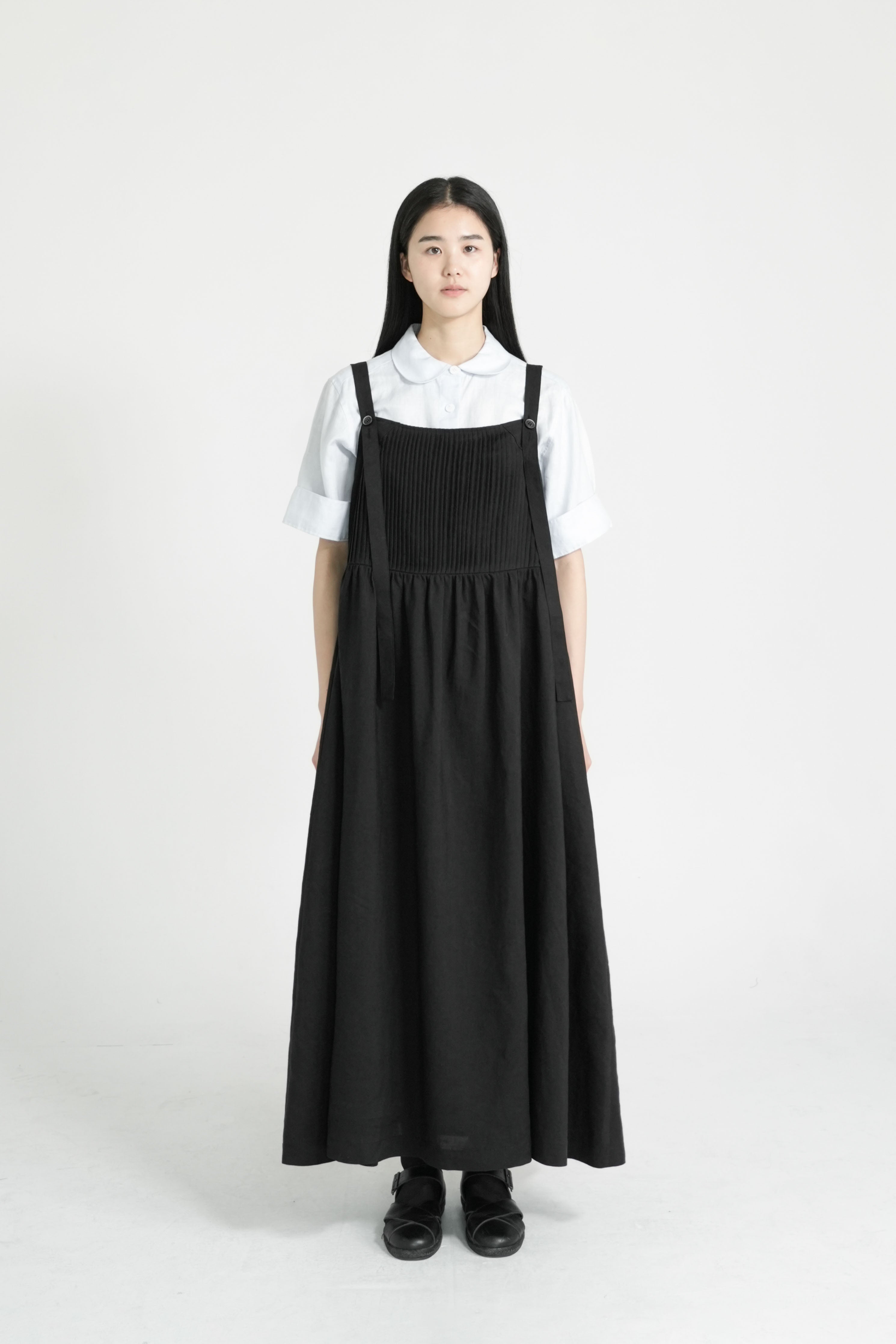 string button pintuck dress