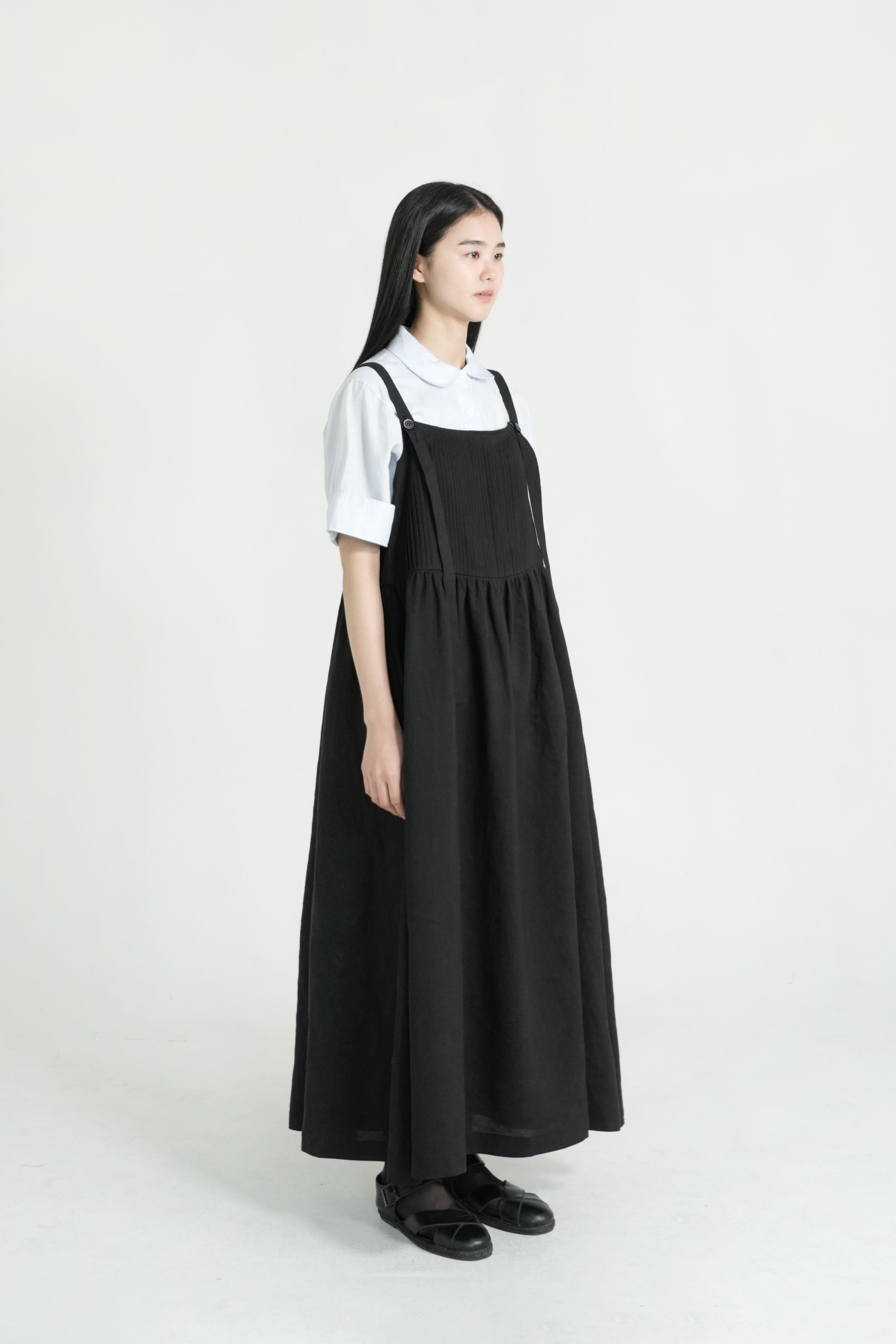 string button pintuck dress