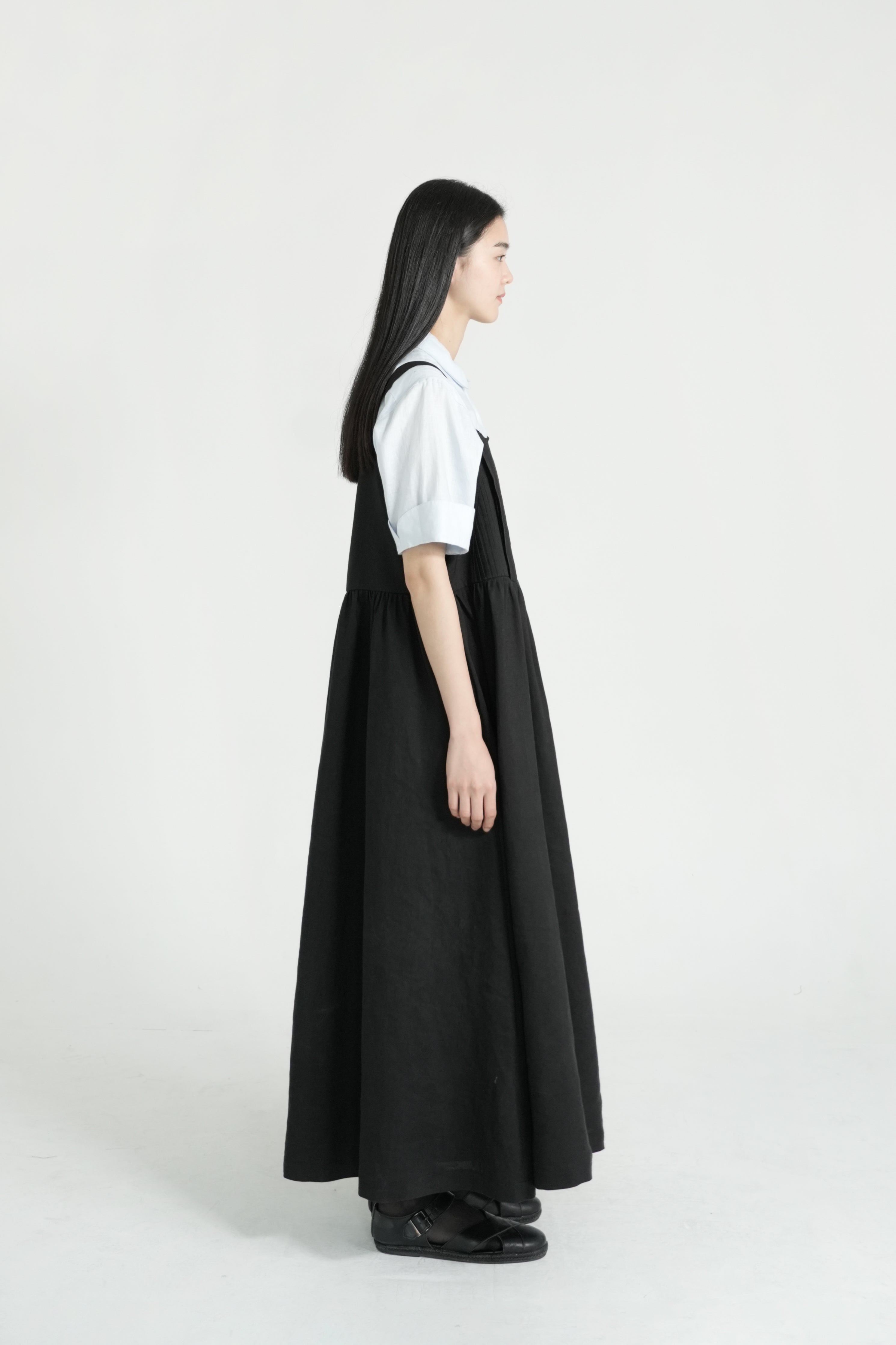 string button pintuck dress